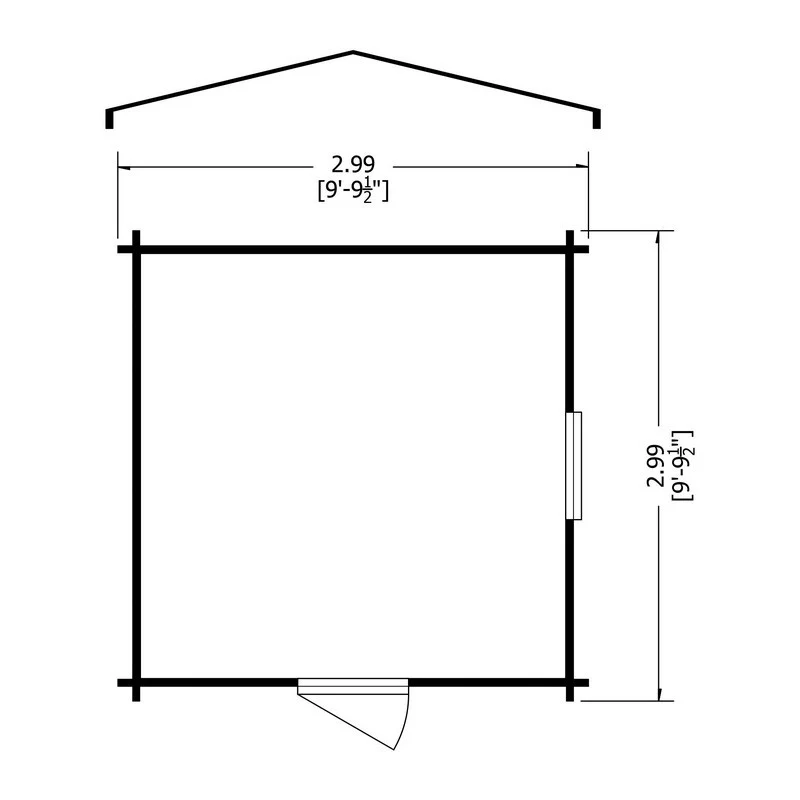 Camelot 9' x 9' 9" Apex Log Cabin - Budget 19mm Cladding Tongue & Groove - Image 10