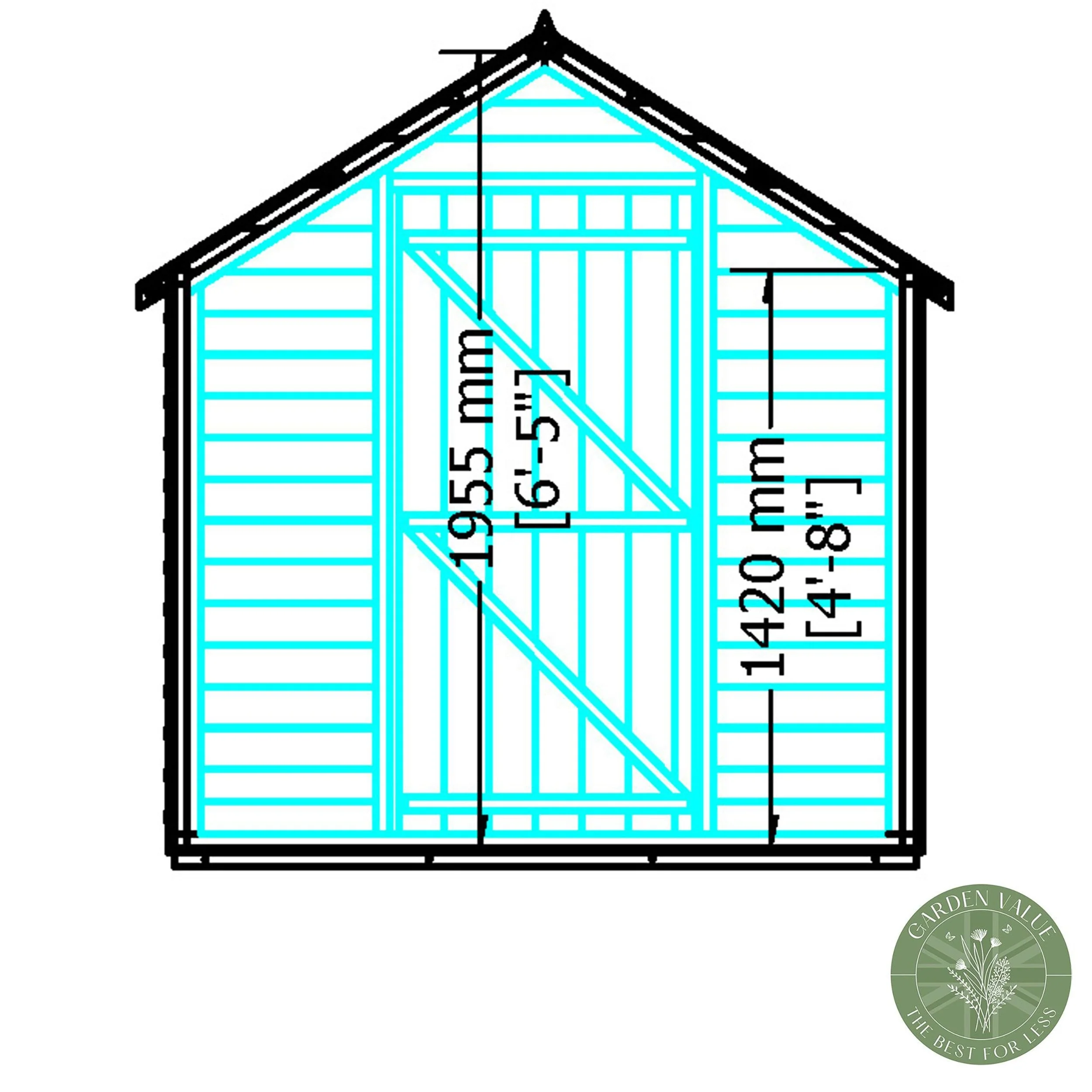 Canterbury 5' 9" x 7' 10" Apex Shed - Classic Dip Treated Overlap - Image 5