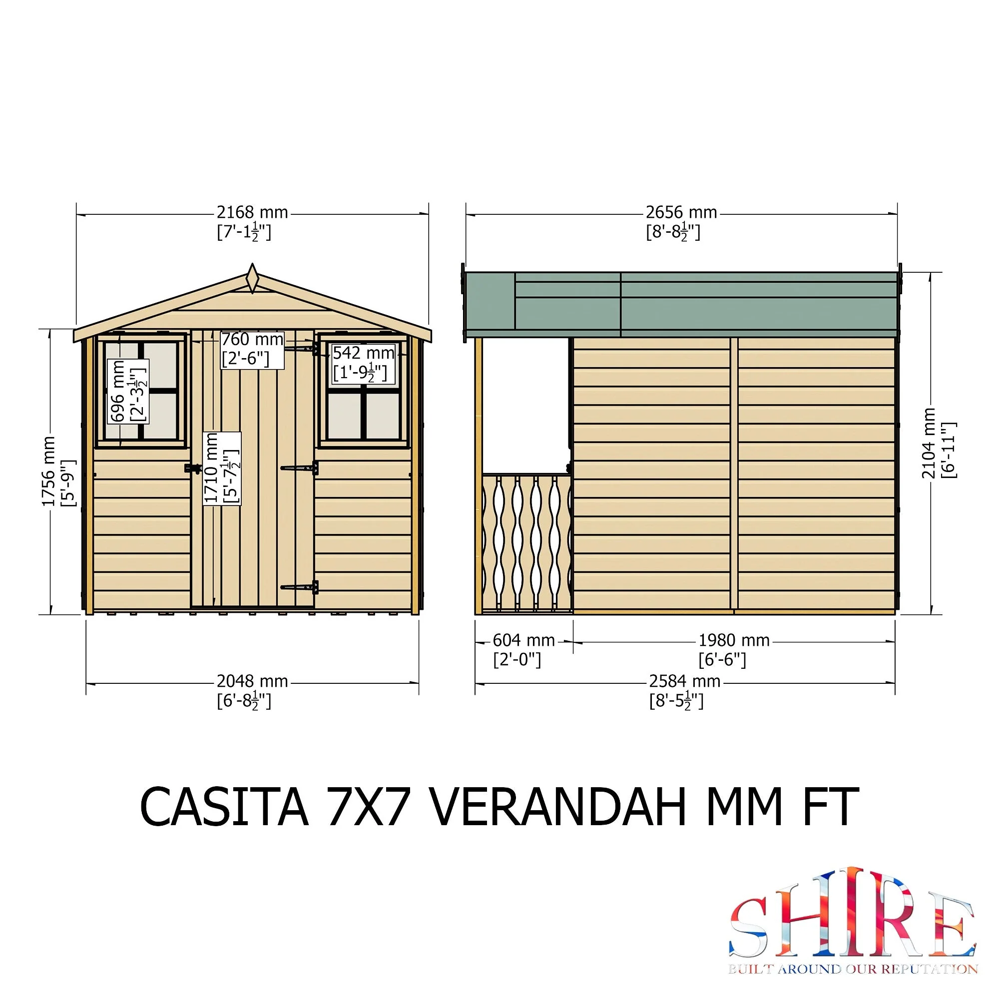 Casita & Veranda 6' 3" x 6' 8" Apex Shed - Premium Dip Treated Shiplap - Image 4
