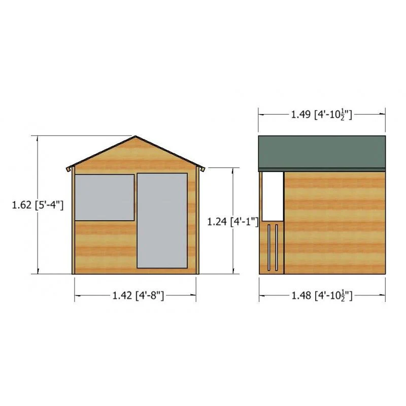 Shire Club 4' 7" x 4' 10" Apex Children's Playhouse - Premium Dip Treated Shiplap - Image 2