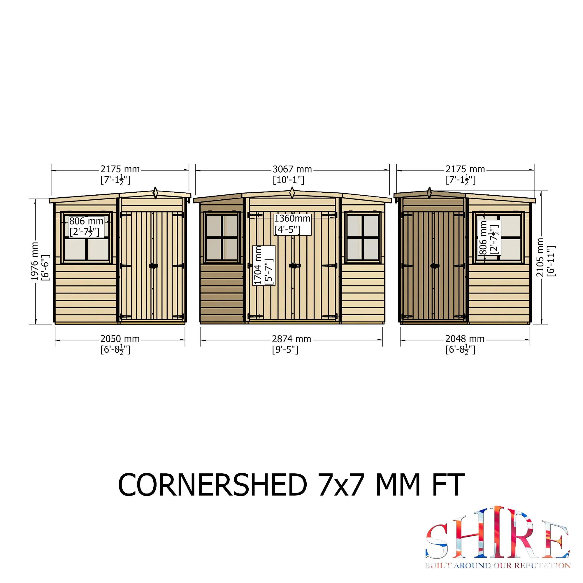 Corner 6' 5" x 6' 8" Flat Shed - Premium Dip Treated Shiplap - Image 4