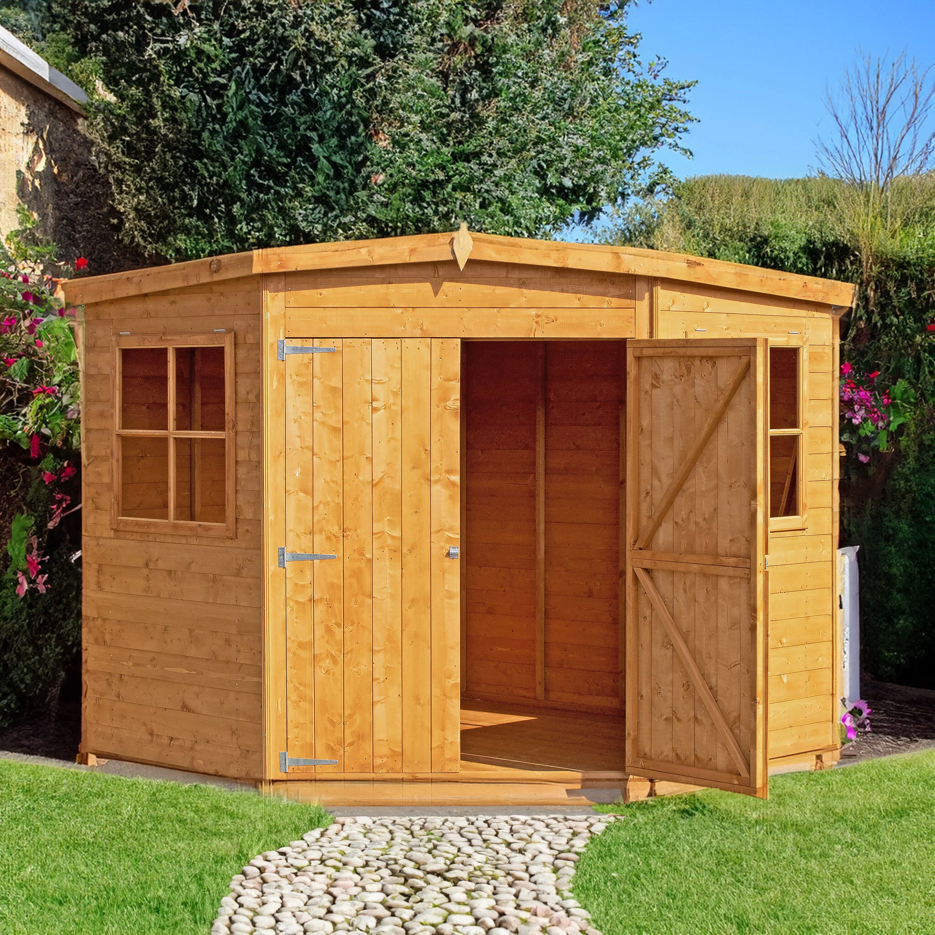 Corner 6' 5" x 6' 8" Flat Shed - Premium Dip Treated Shiplap - Image 5