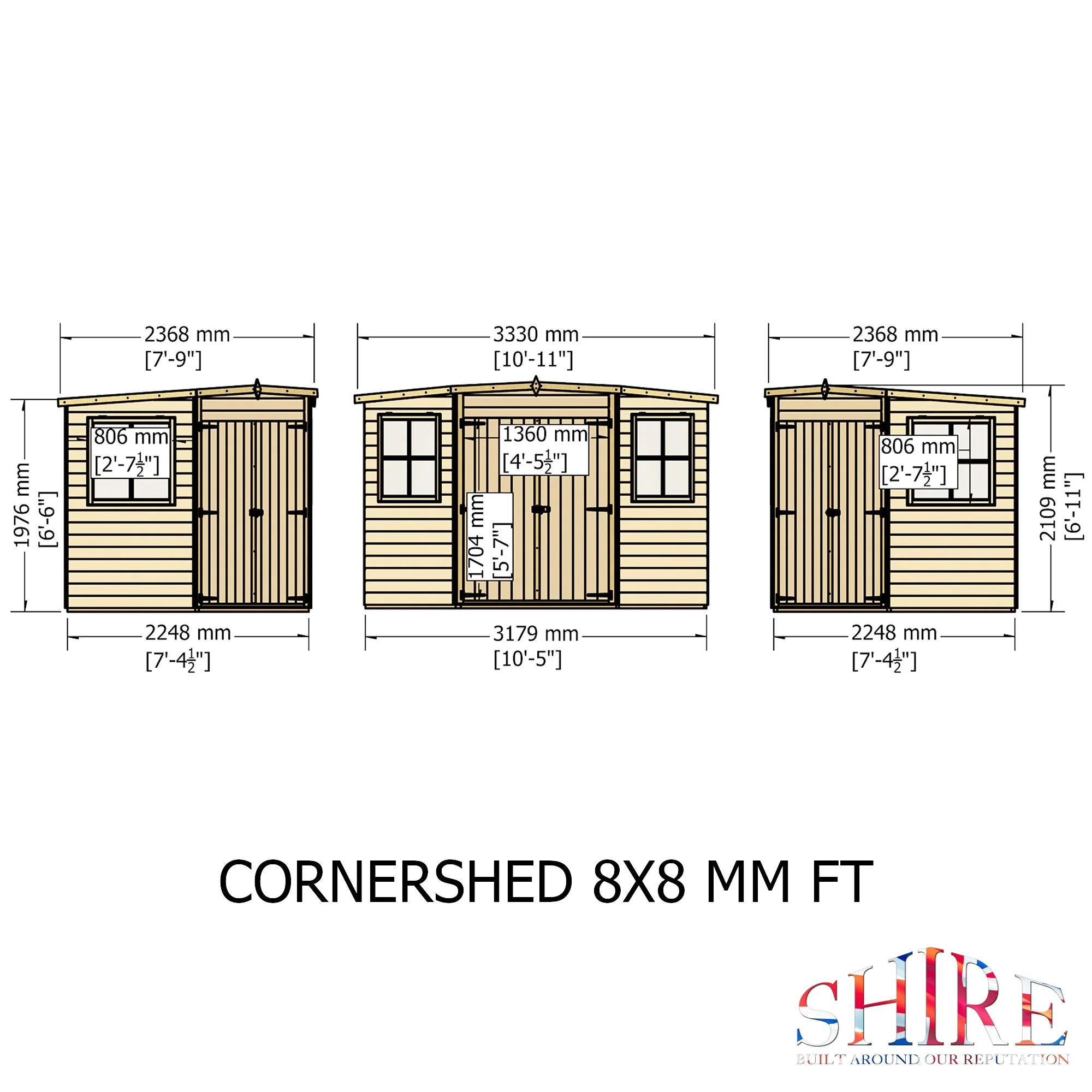 Corner 7' 1" x 7' 4" Flat Shed - Premium Dip Treated Shiplap - Image 4