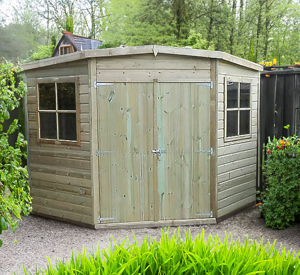 Corner 7' 1" x 7' 4" Flat Shed - Premium Pressure Treated Shiplap - Image 5