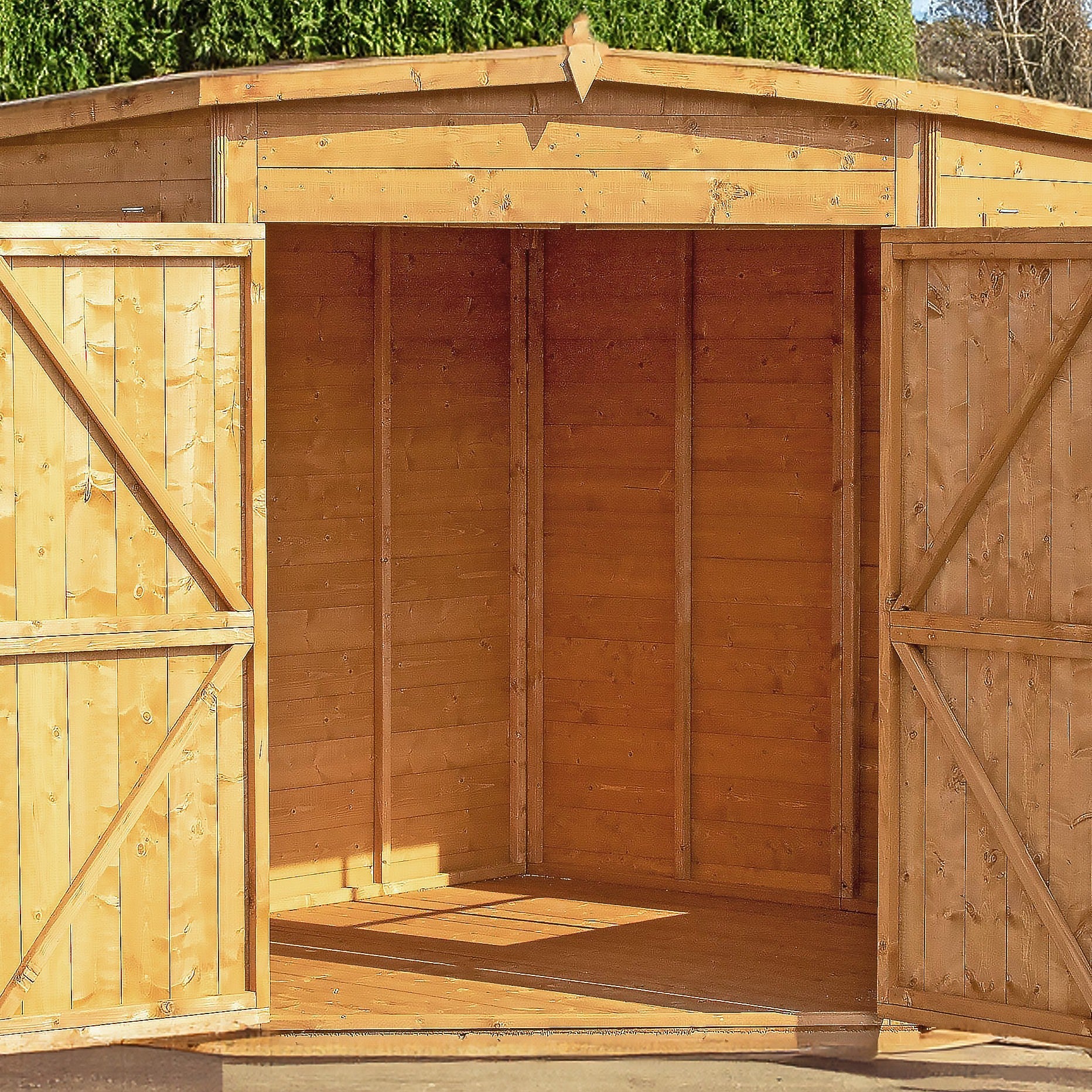 Corner 9' 6" x 9' 9" Apex Shed - Premium Dip Treated Shiplap - Image 5