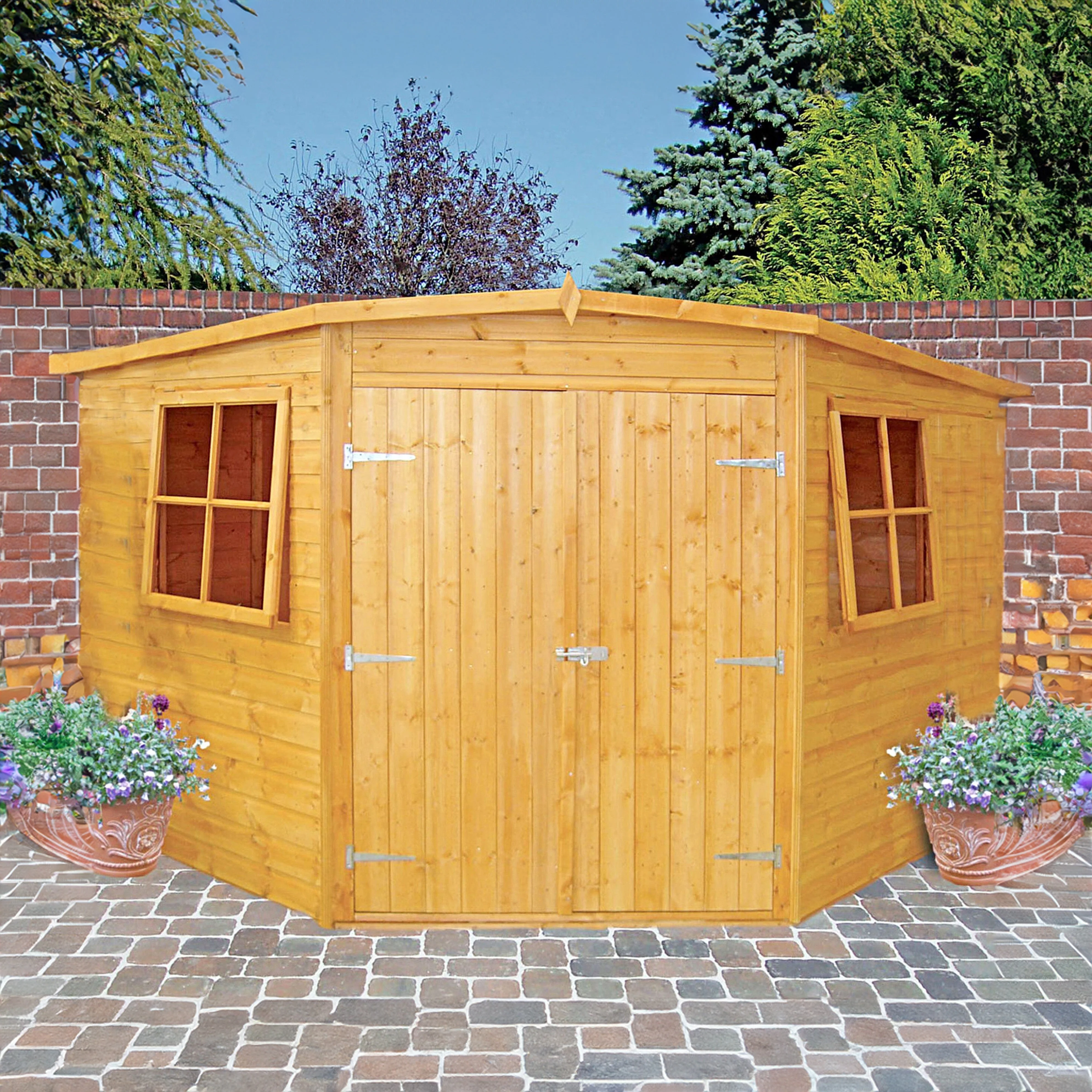 Corner 9' 6" x 9' 9" Apex Shed - Premium Dip Treated Shiplap - Image 6