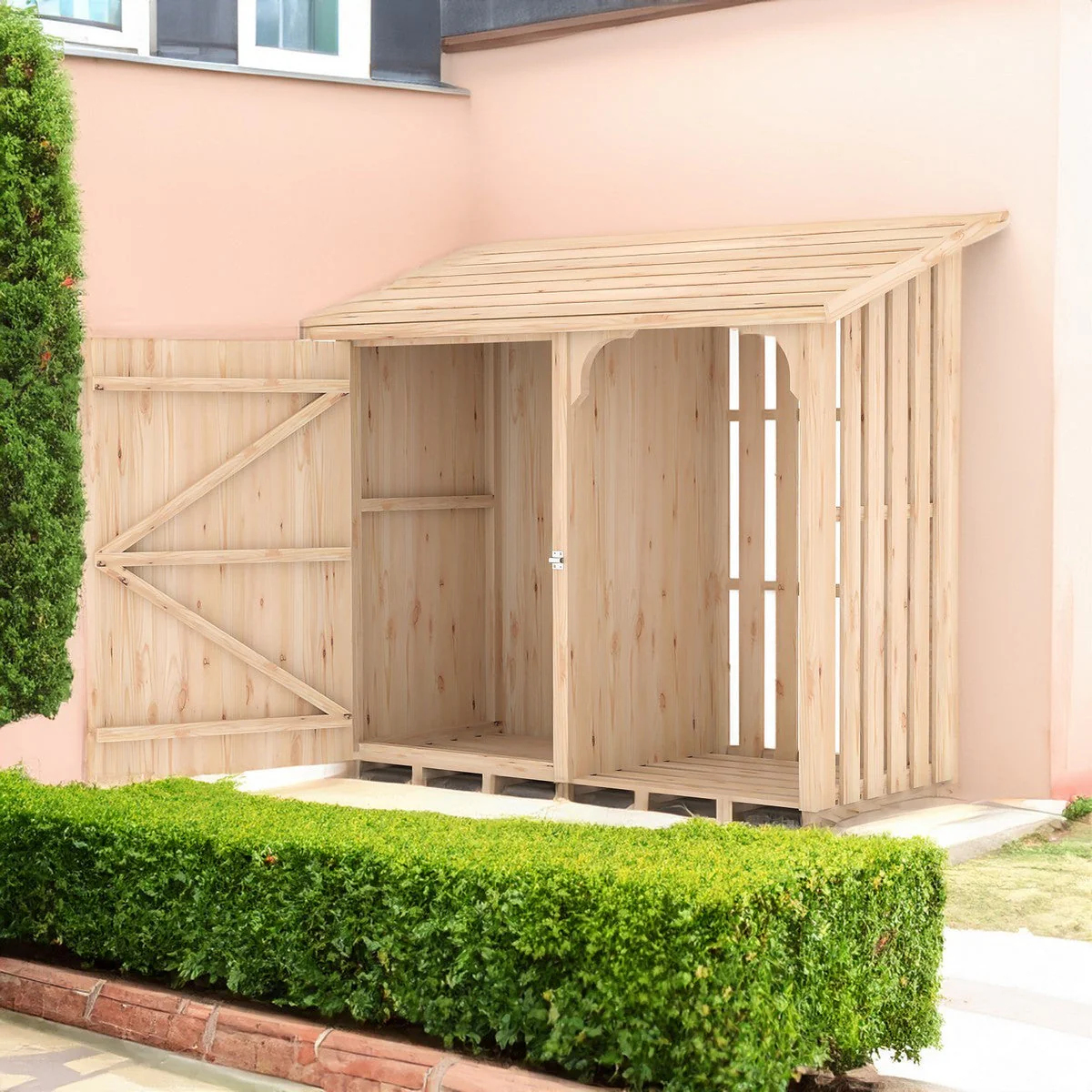 Shire Country 1' 10" x 4' 10" Pent Log Store - Classic 12mm Cladding Shiplap - Image 3