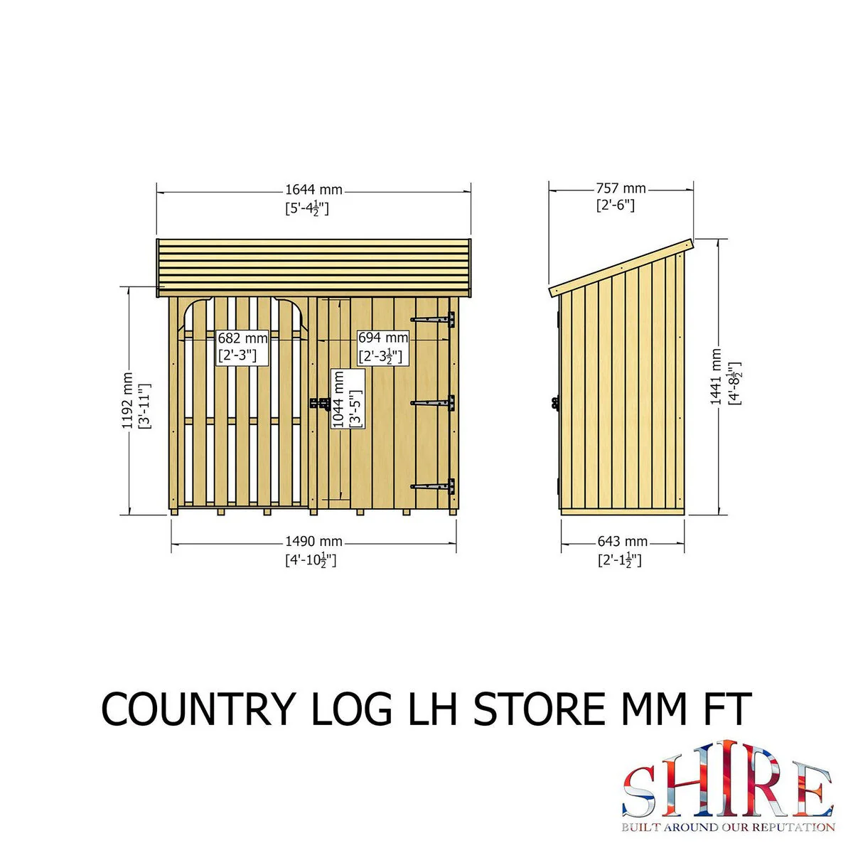Shire Country 1' 10" x 4' 10" Pent Log Store - Classic 12mm Cladding Shiplap - Image 4