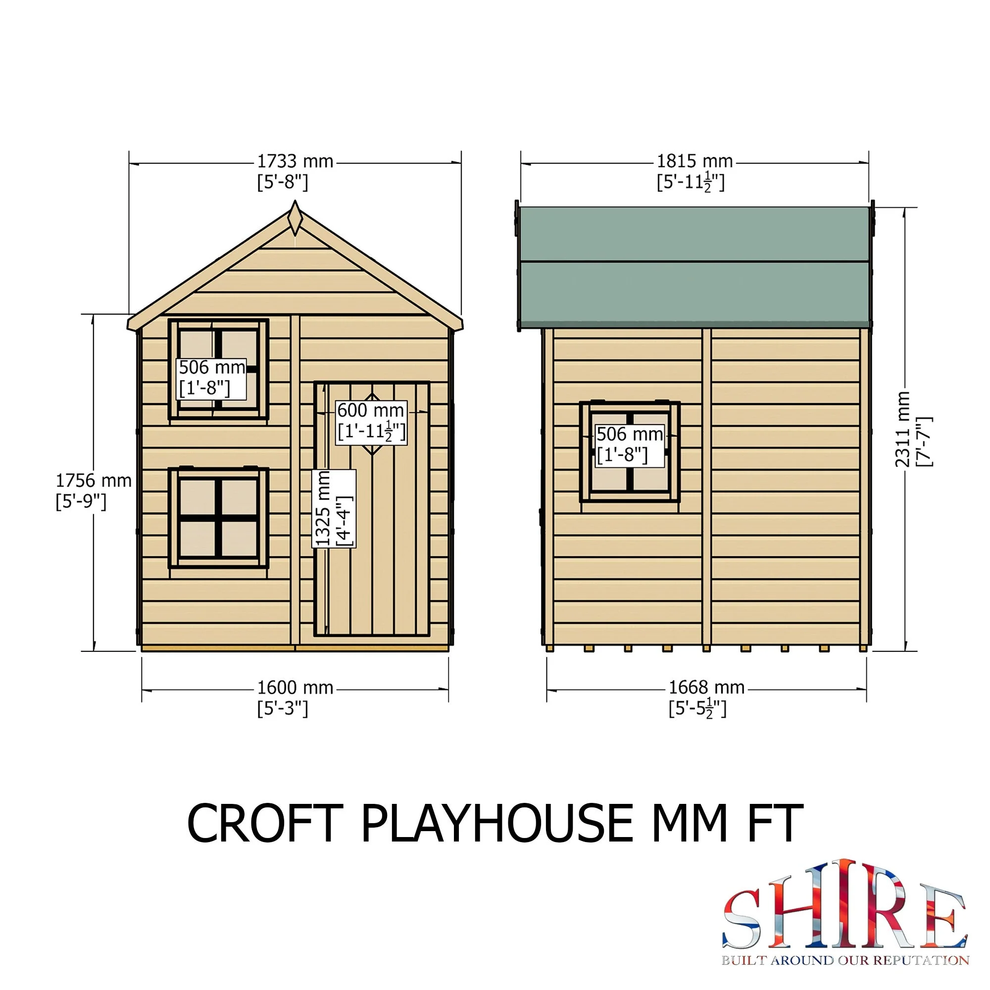 Croft 5' 2" x 5' 2" Apex Children's Playhouse - Premium Dip Treated Shiplap - Image 4