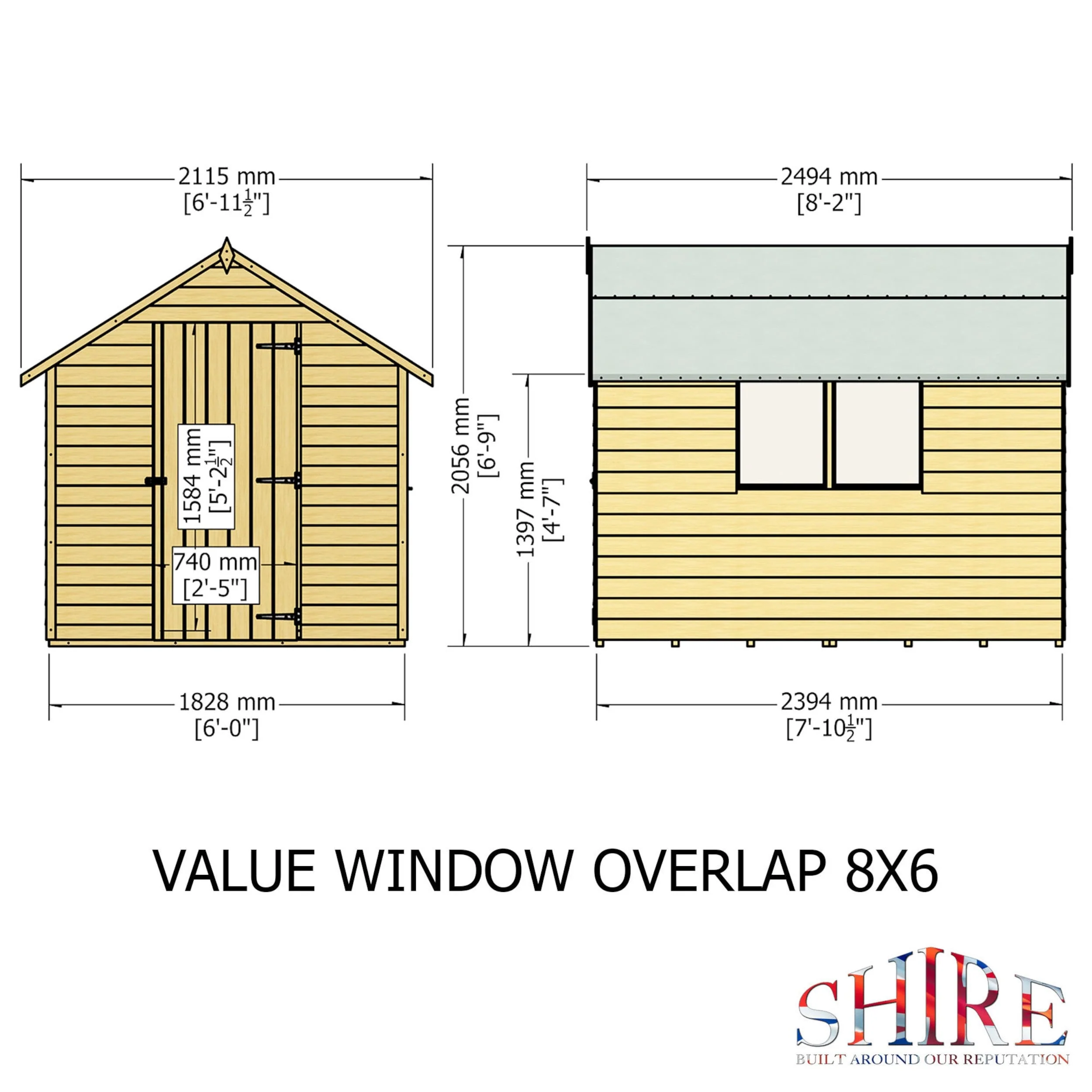 Cromer 5' 9" x 7' 10" Apex Shed - Budget Dip Treated Overlap - Image 4
