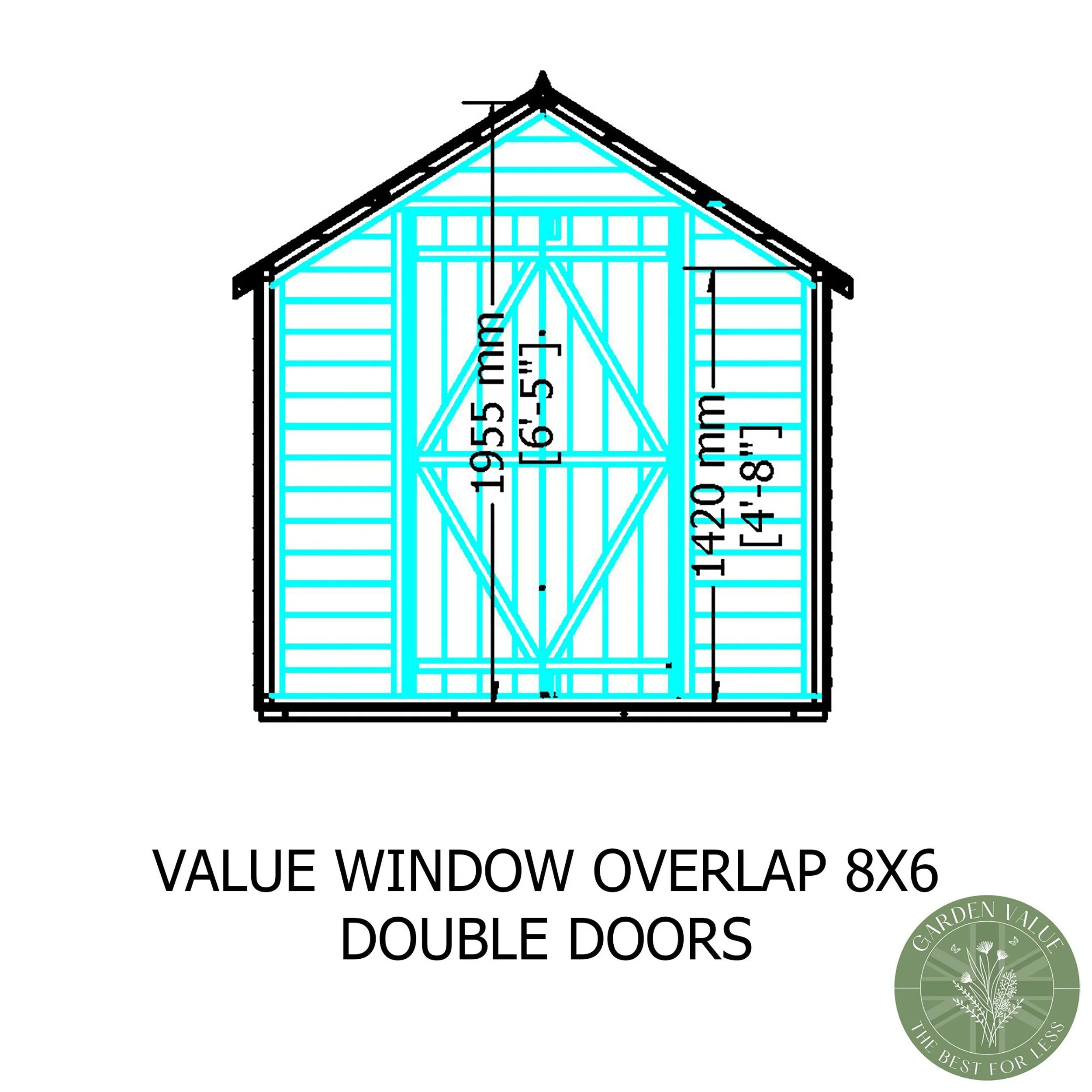 Cromer 5' 9" x 7' 10" Apex Shed - Budget Dip Treated Overlap - Image 5