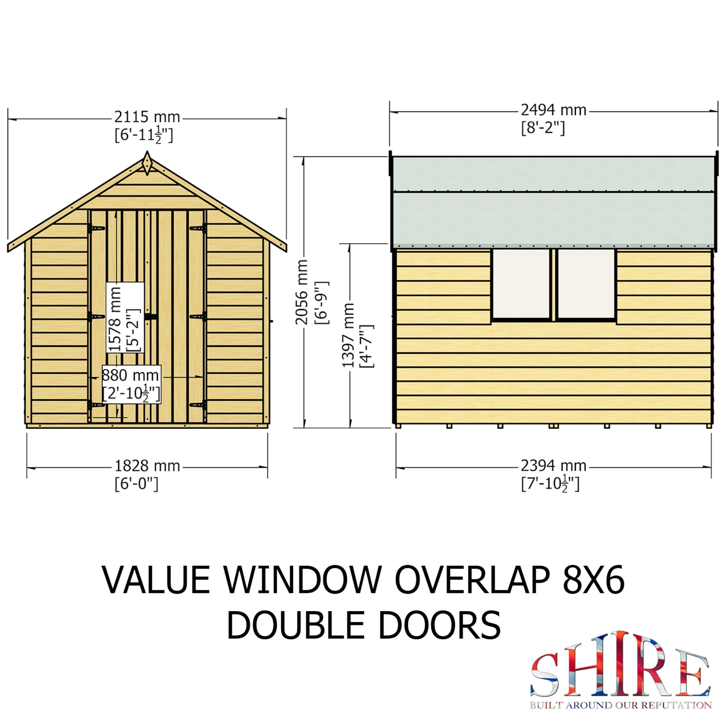 Cromer 5' 9" x 7' 10" Apex Shed - Premium Pressure Treated Overlap - Image 4