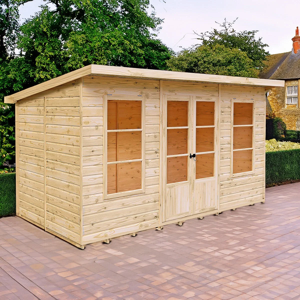 Shire Dahlia 5' 9" x 11' 9" Pent Summerhouse - Premium Dip Treated Overlap - Image 4