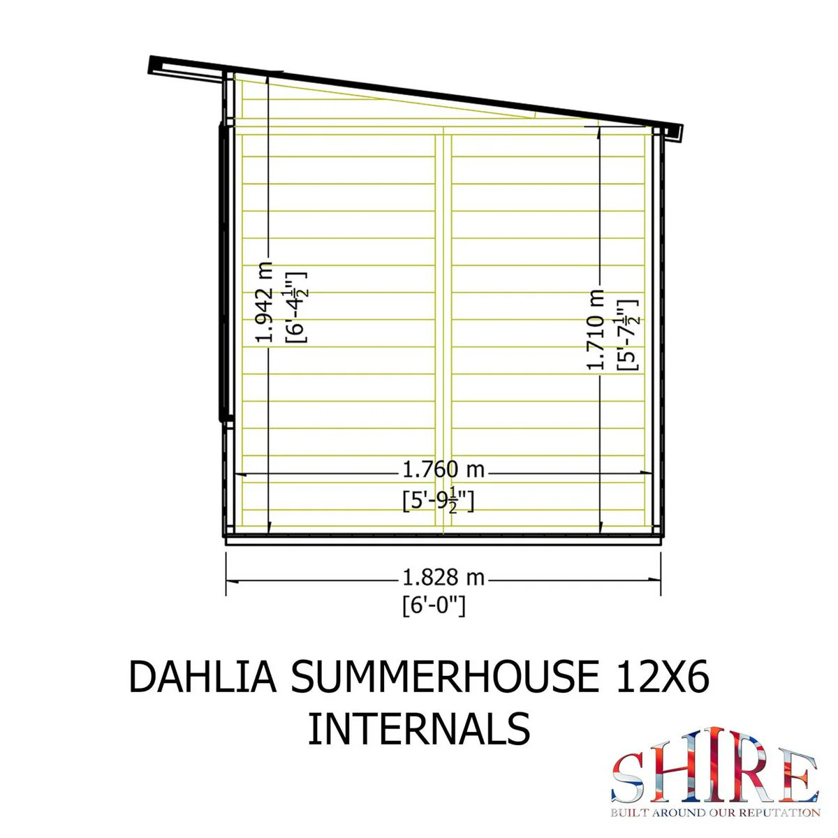 Shire Dahlia 5' 9" x 11' 9" Pent Summerhouse - Premium Dip Treated Overlap - Image 7