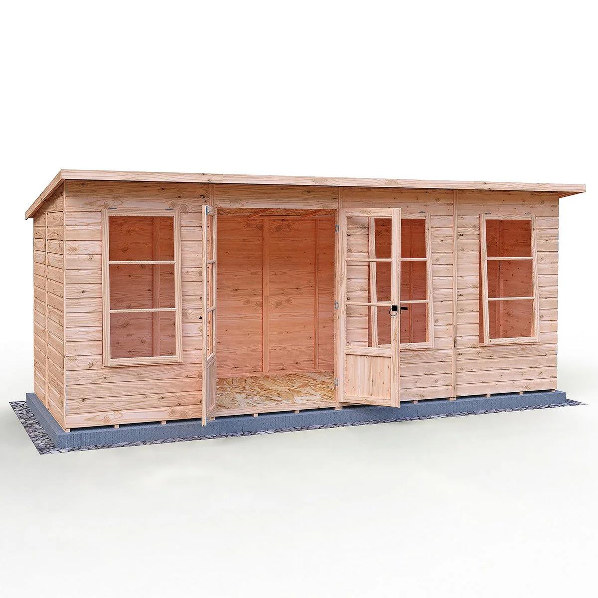Shire Dahlia 5' 9" x 15' 8" Pent Summerhouse - Premium Dip Treated Overlap - Image 2
