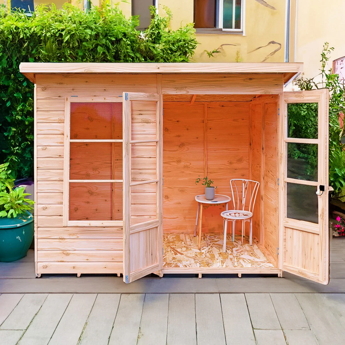 Shire Dahlia 5' 9" x 7' 10" Pent Summerhouse - Premium Dip Treated Overlap - Image 3
