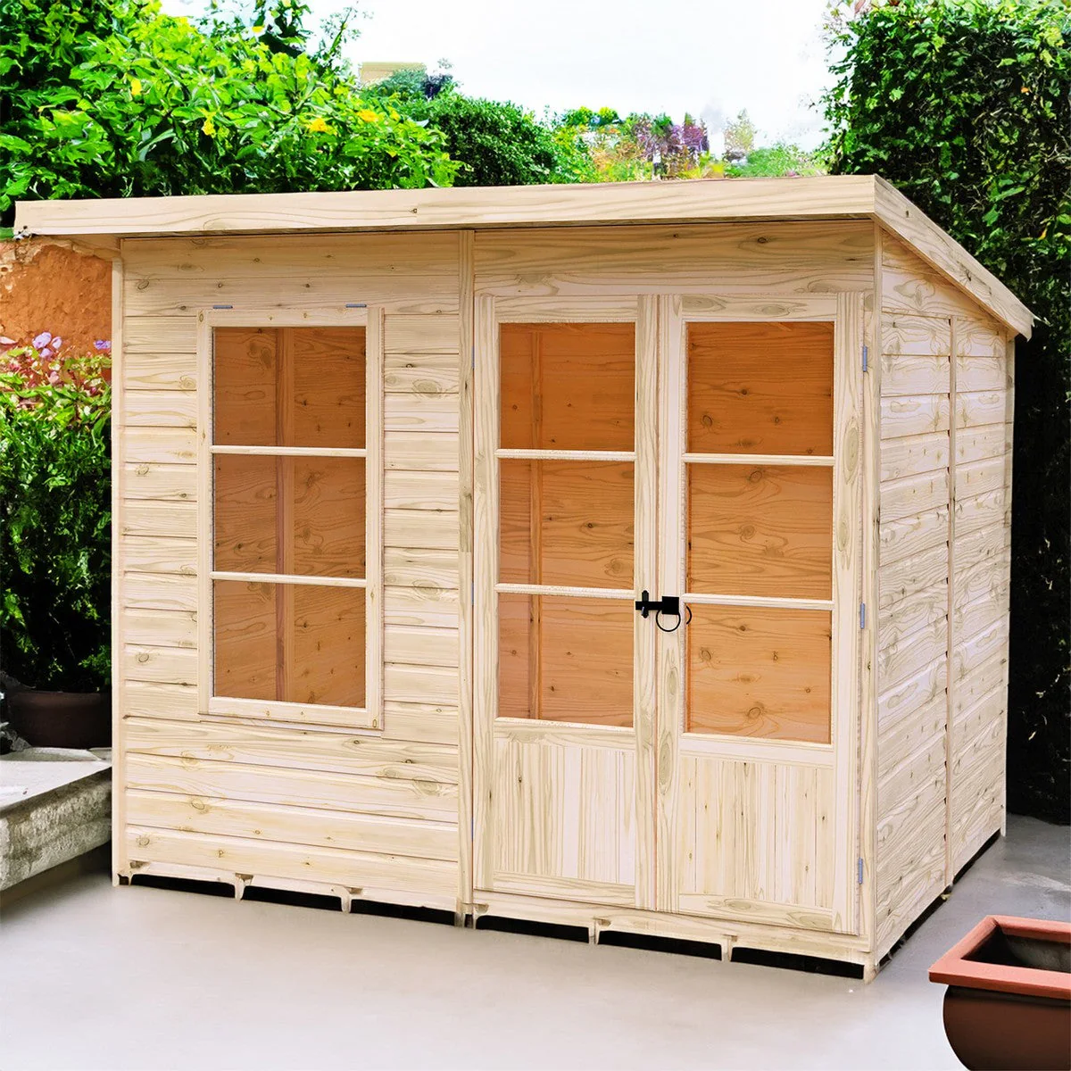 Shire Dahlia 5' 9" x 7' 10" Pent Summerhouse - Premium Dip Treated Overlap - Image 4