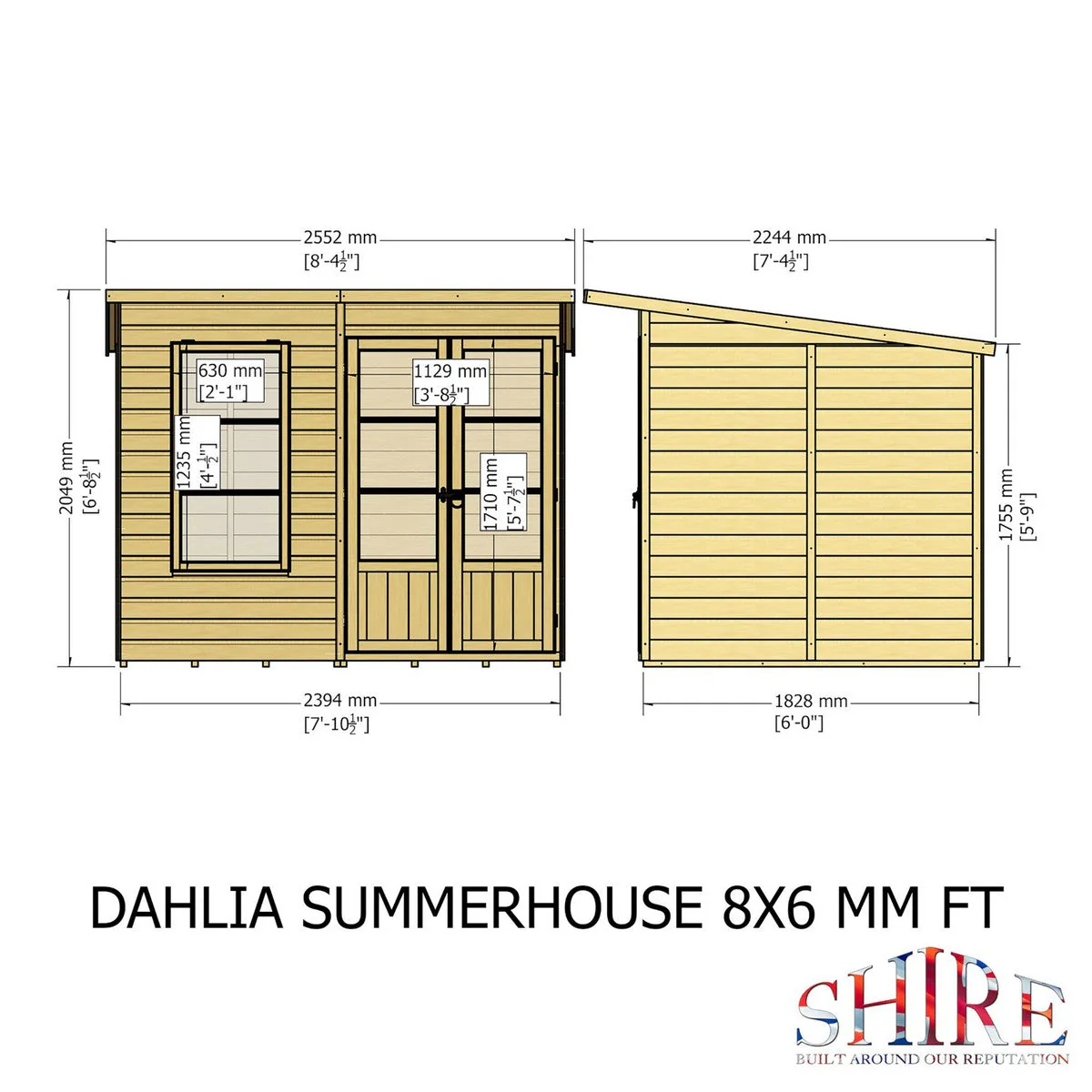 Shire Dahlia 5' 9" x 7' 10" Pent Summerhouse - Premium Dip Treated Overlap - Image 7