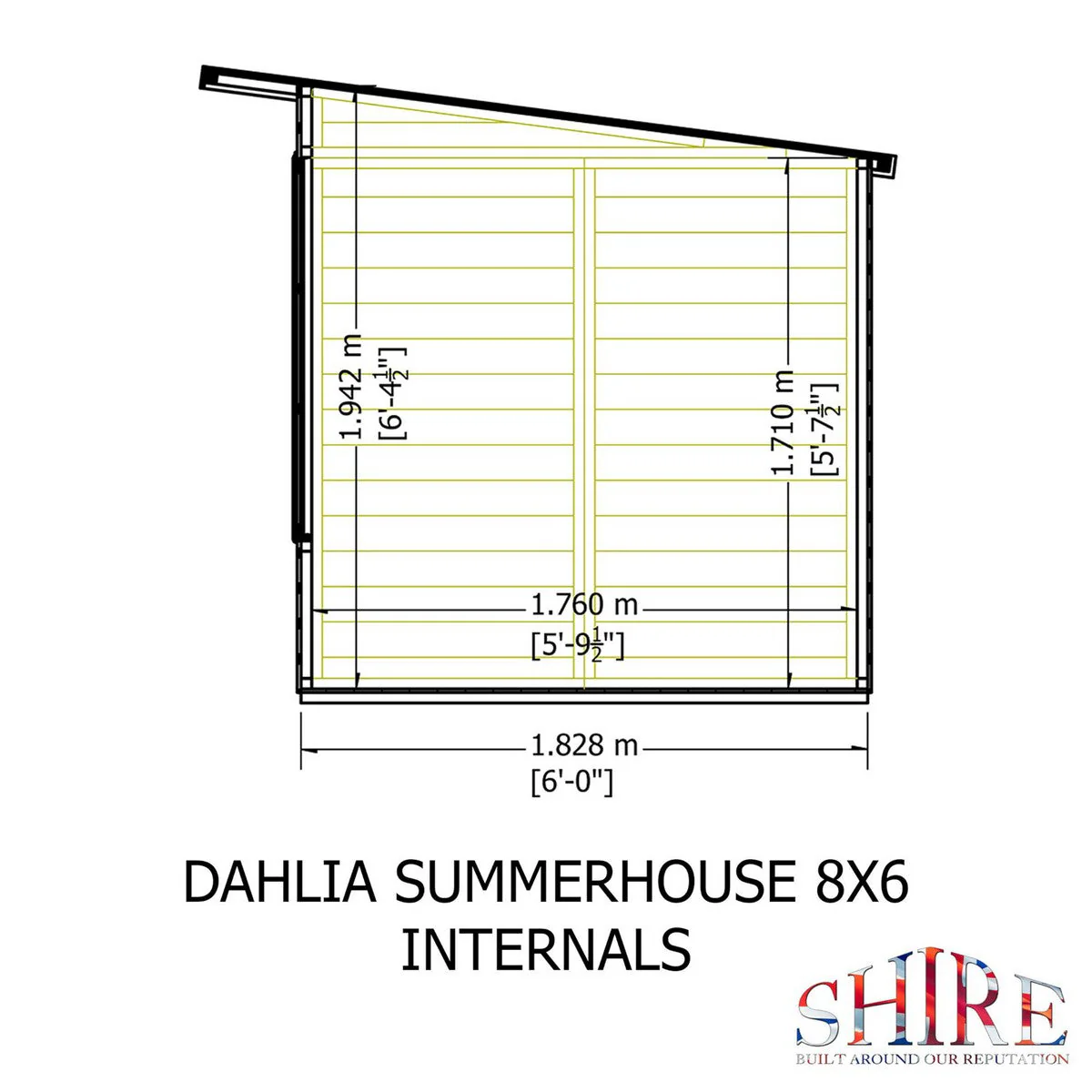 Shire Dahlia 5' 9" x 7' 10" Pent Summerhouse - Premium Dip Treated Overlap - Image 8