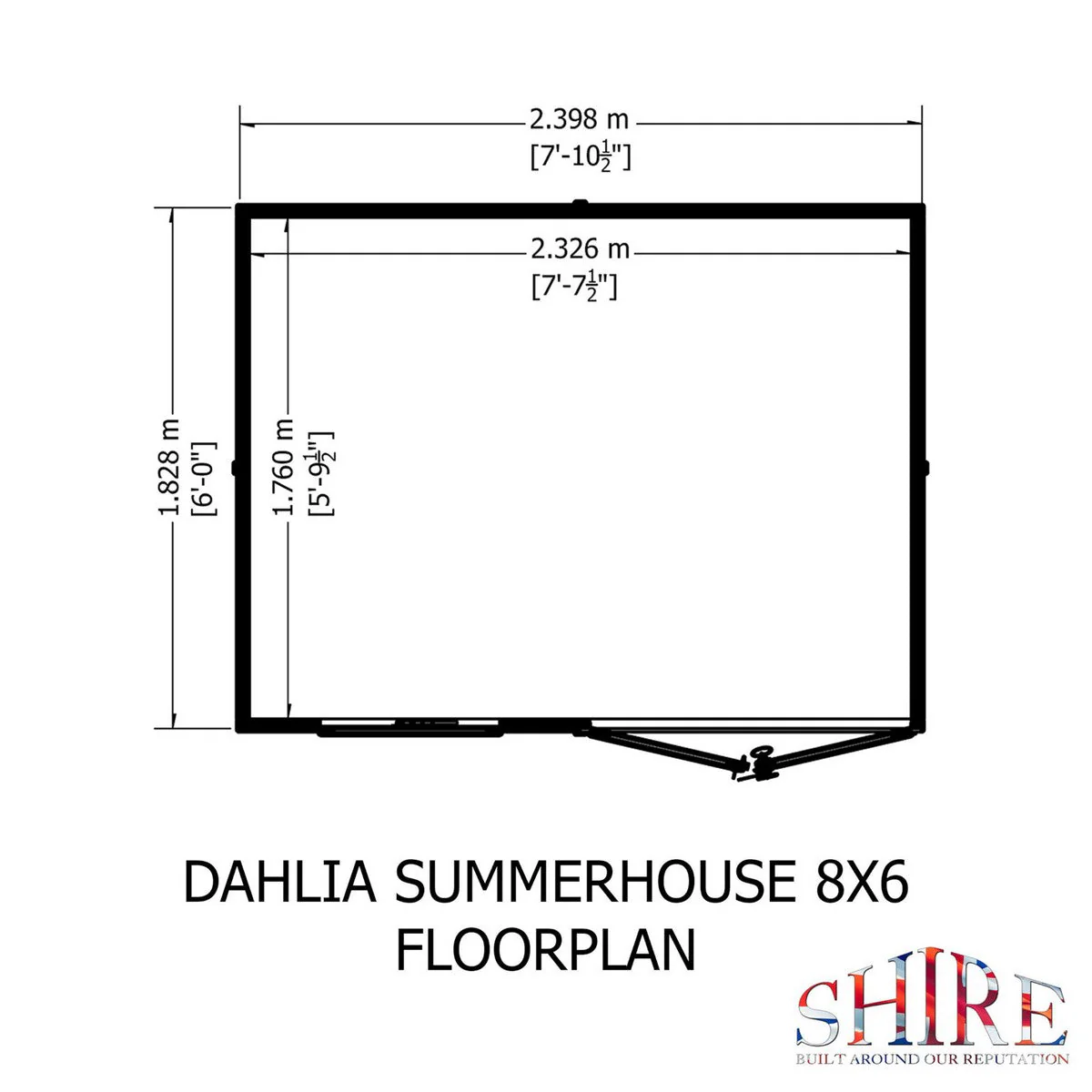 Shire Dahlia 5' 9" x 7' 10" Pent Summerhouse - Premium Dip Treated Overlap - Image 9