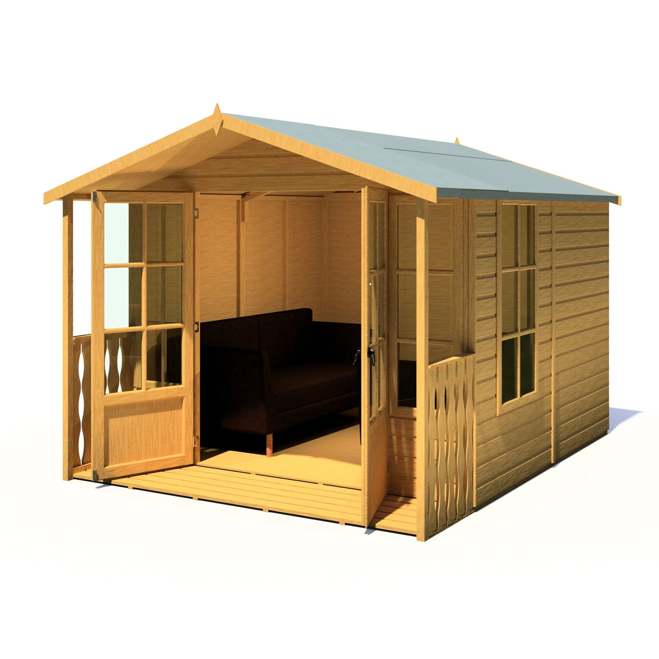 Shire Delmora 7' 7" x 8' Apex Summerhouse - Premium Dip Treated Shiplap - Image 7