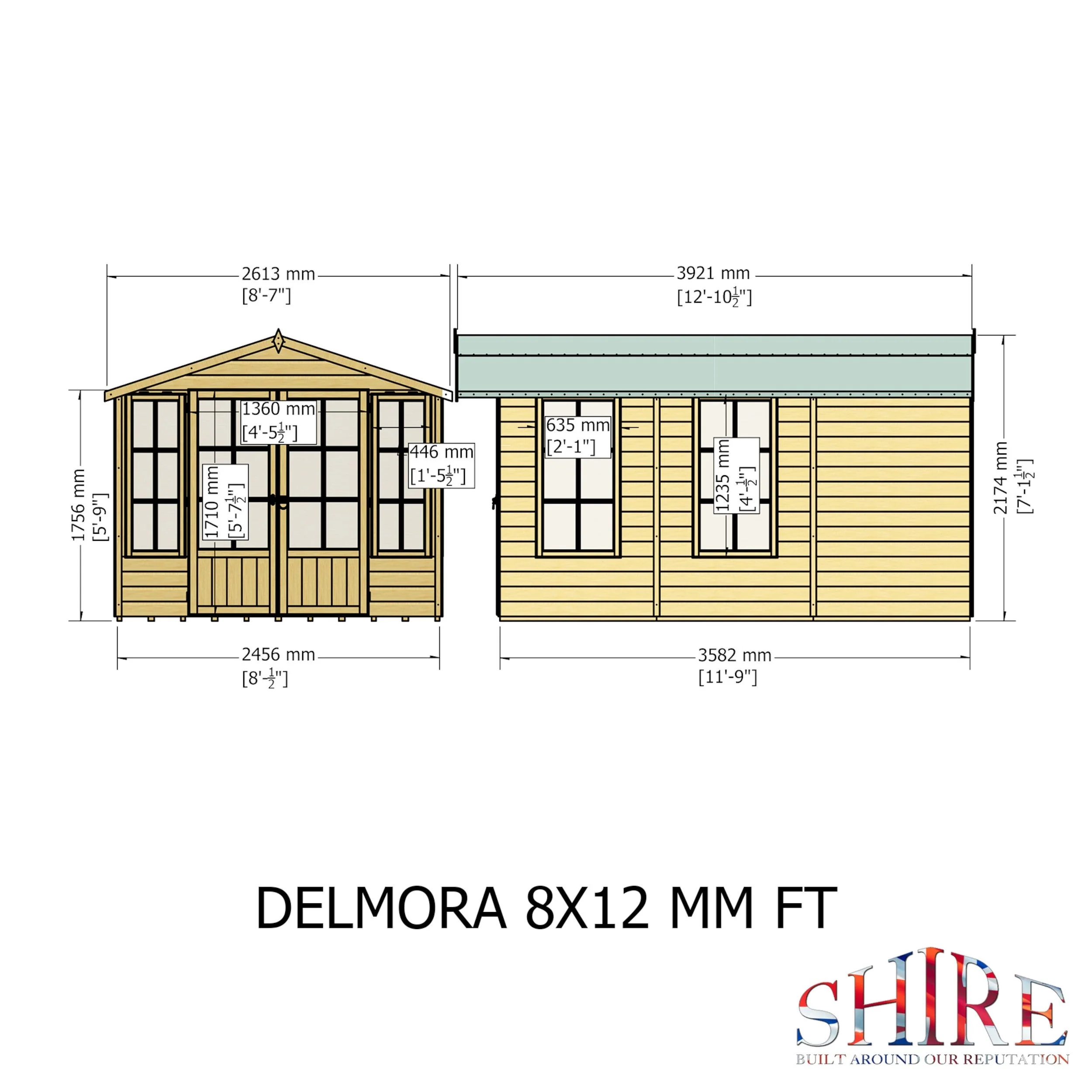 Shire Delmora 11' 6" x 8' Apex Summerhouse - Premium Dip Treated Shiplap - Image 4