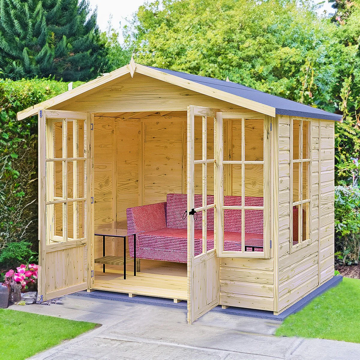 Shire Delmora 5' 7" x 8' Apex Summerhouse - Premium Dip Treated Shiplap - Image 2
