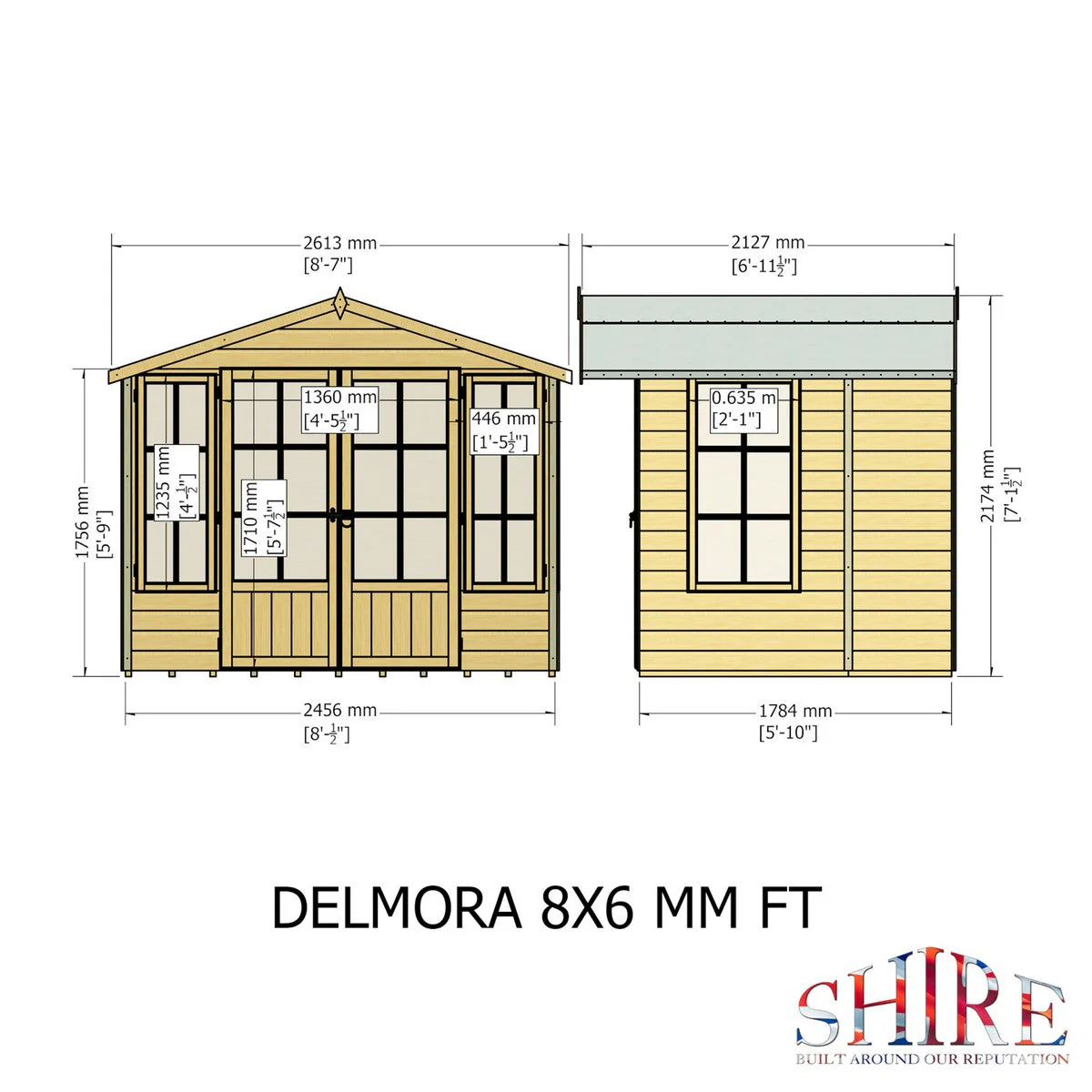 Shire Delmora 5' 7" x 8' Apex Summerhouse - Premium Dip Treated Shiplap - Image 4