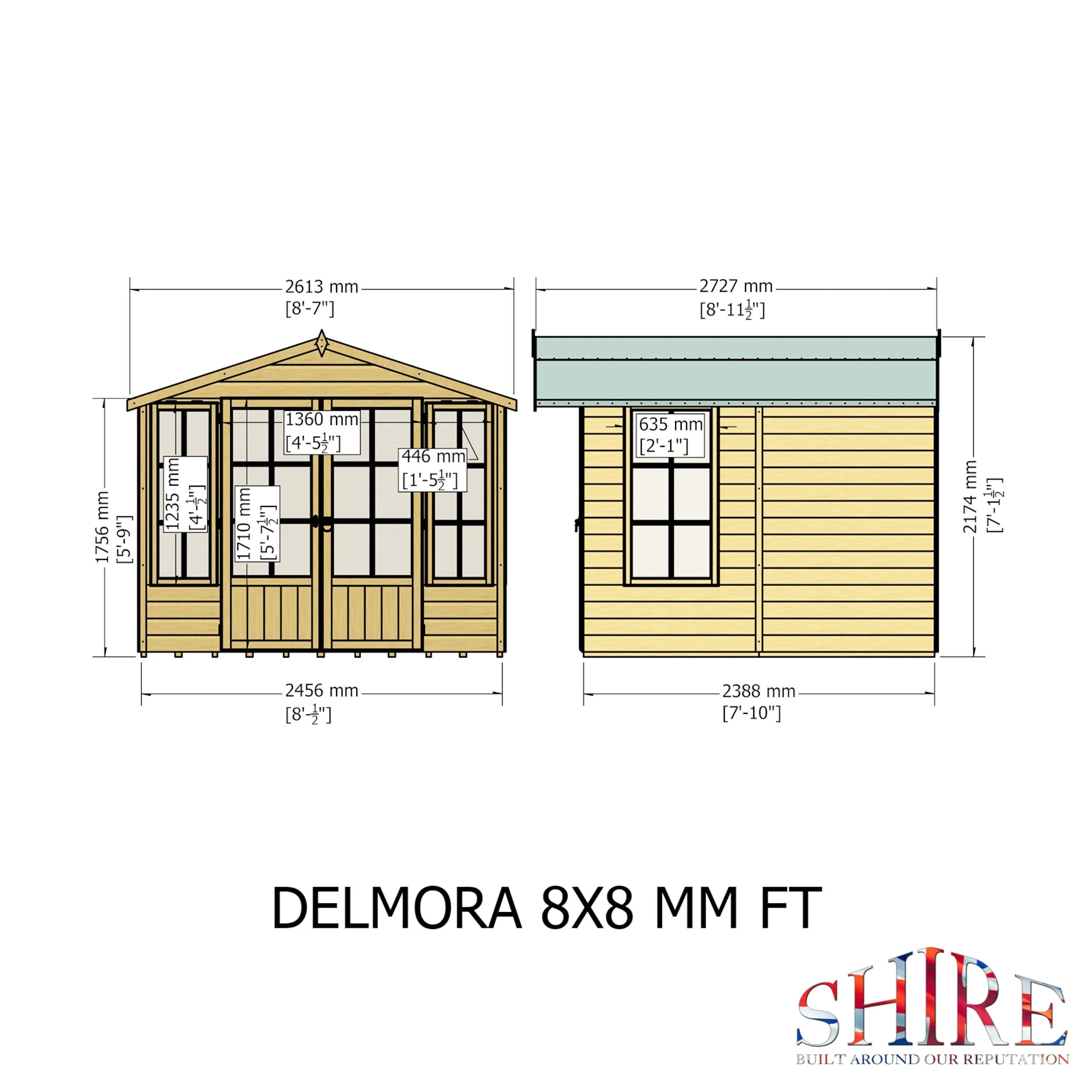 Shire Delmora 7' 7" x 8' Apex Summerhouse - Premium Dip Treated Shiplap - Image 4