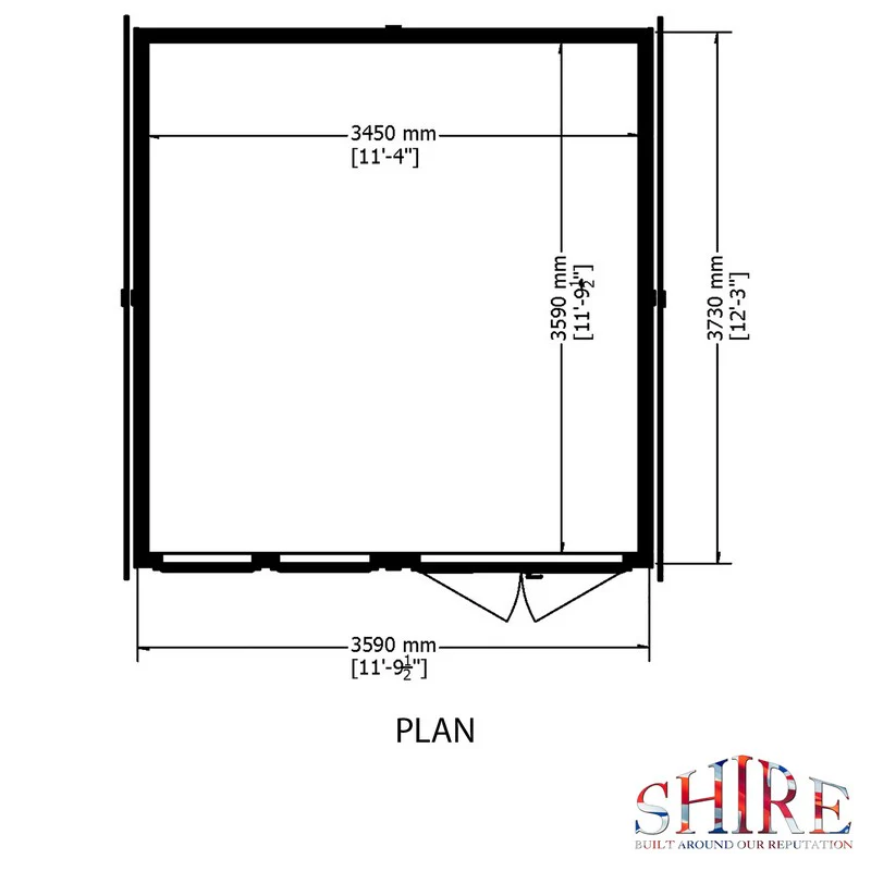 Shire Drayton 12' 11" x 12' 5" Reverse Apex Garden Studio - Premium Dip Treated Tongue & Groove - Image 10