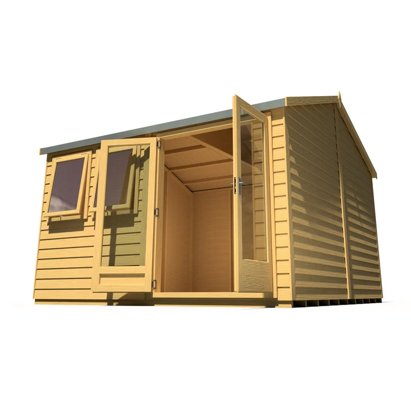 Shire Drayton 12' 11" x 12' 5" Reverse Apex Garden Studio - Premium Dip Treated Tongue & Groove - Image 3