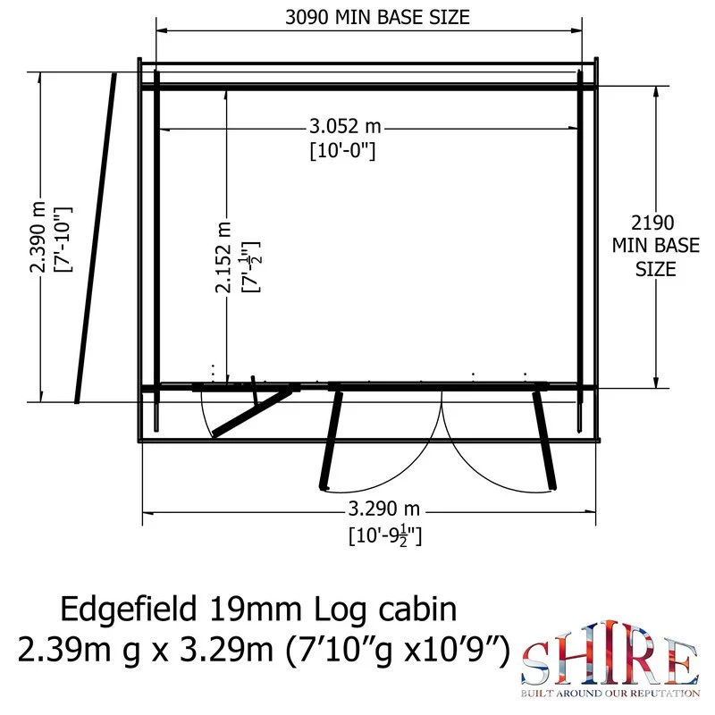Shire Edgefield 10' 9" x 7' 10" Pent Log Cabin - Premium 19mm Cladding Log Clad - Image 8