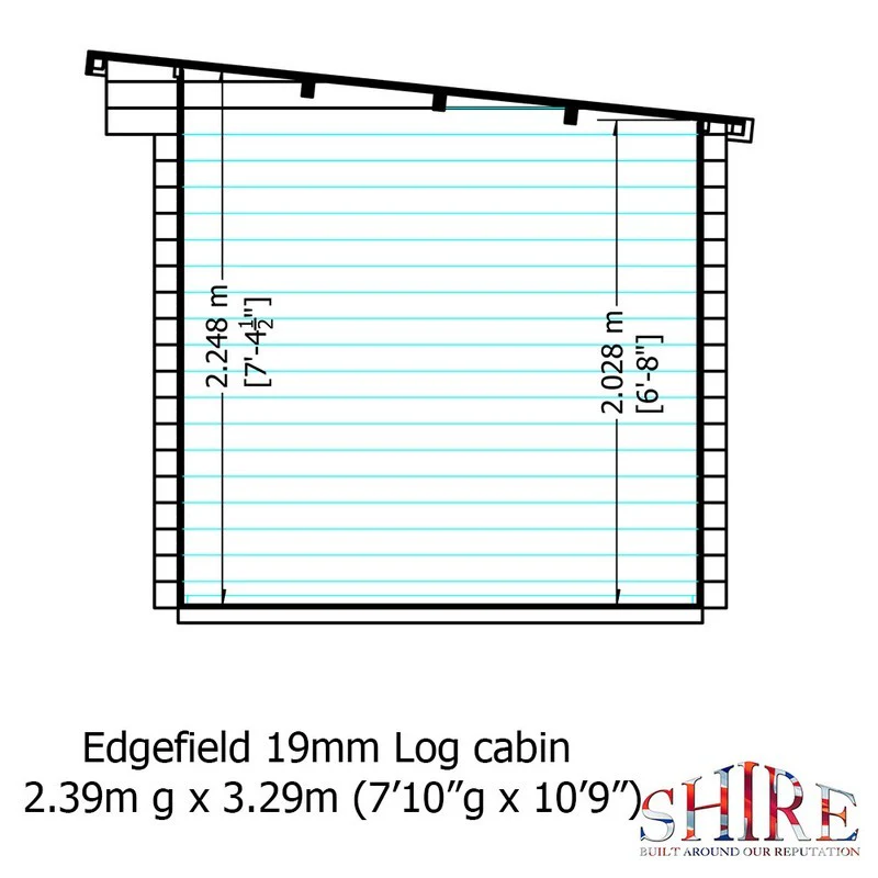 Shire Edgefield 10' 9" x 7' 10" Pent Log Cabin - Premium 19mm Cladding Log Clad - Image 9