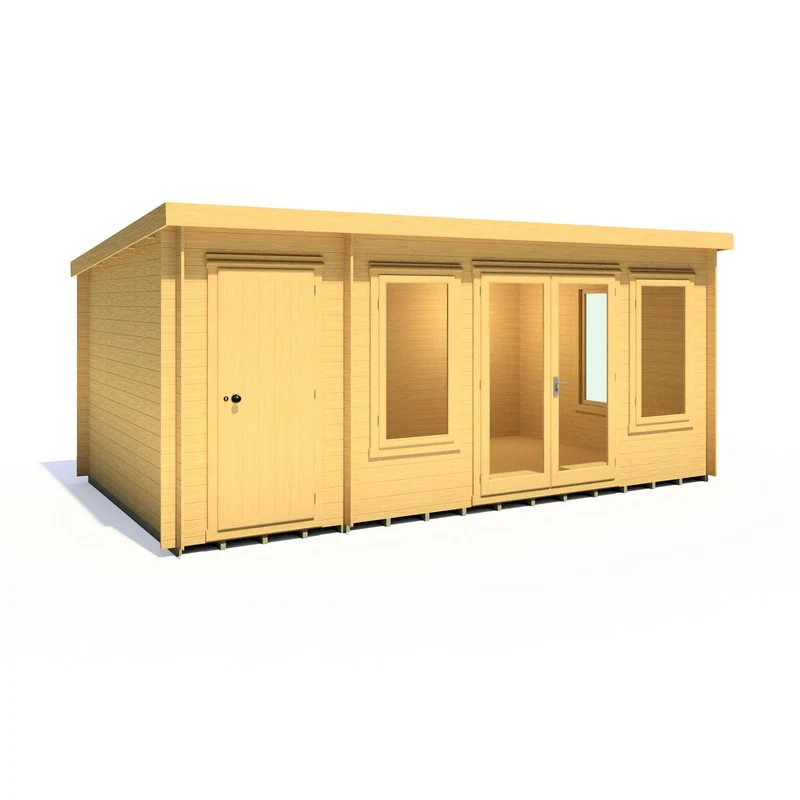 Shire Elm 10' 7" x 17' 2" Pent Log Cabin - Premium 19mm Cladding Log Clad - Image 6