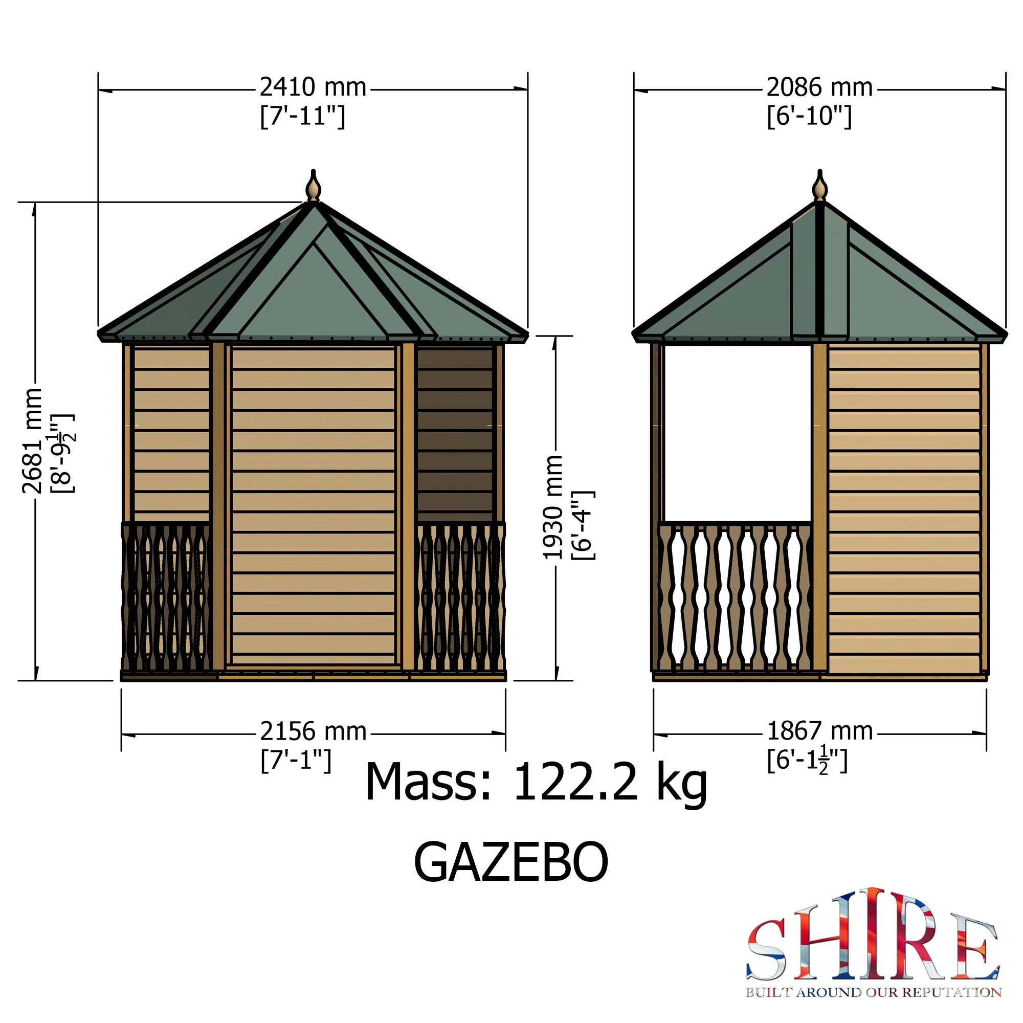 Shire Gazebo Garden Arbour (7' x 6') - Image 4