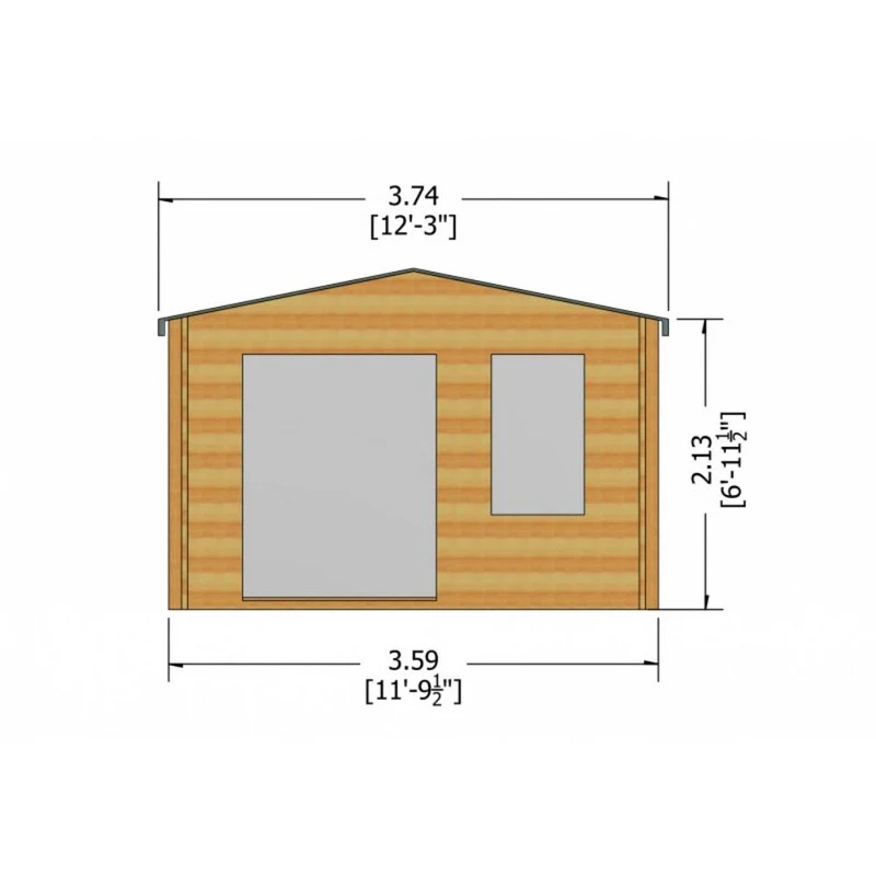 Shire Glenmore 11' 9" x 7' 10" Apex Log Cabin - Premium 28mm Cladding Tongue & Groove - Image 8
