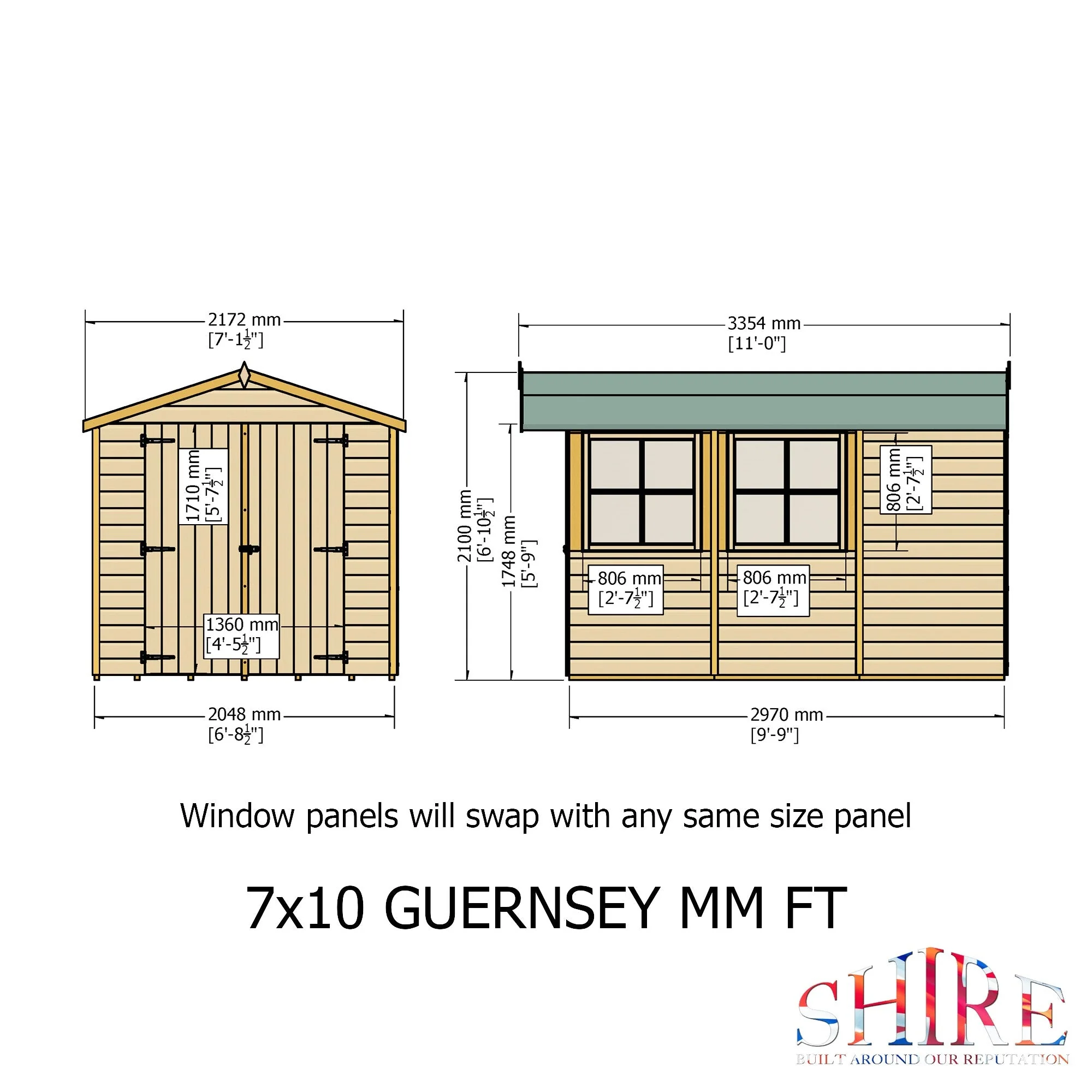 Shire Guernsey 7' x 10' 11" Apex Shed - Premium Dip Treated Shiplap - Image 4