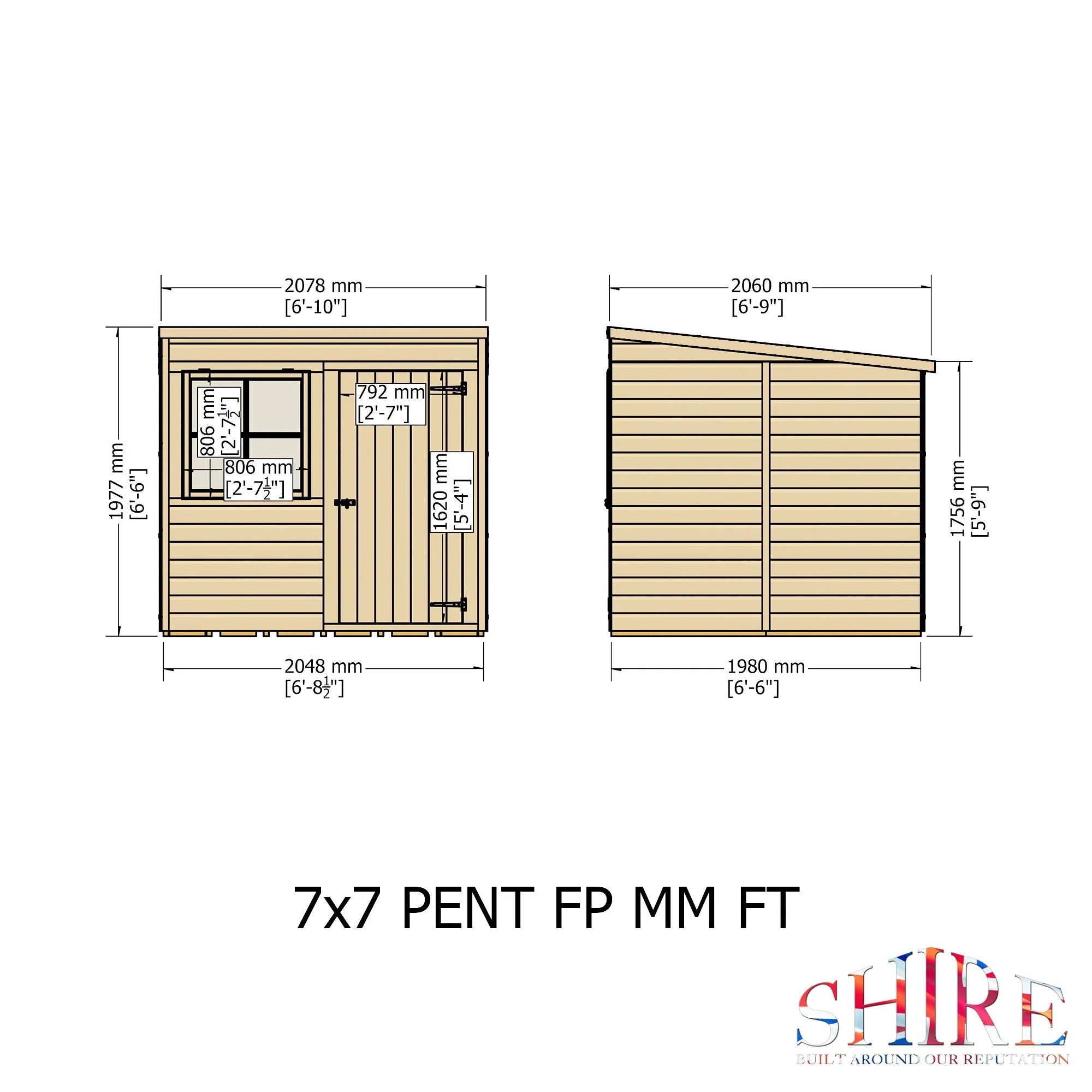 Hampshire 6' 3" x 6' 8" Pent Shed - Premium Dip Treated Shiplap - Image 4