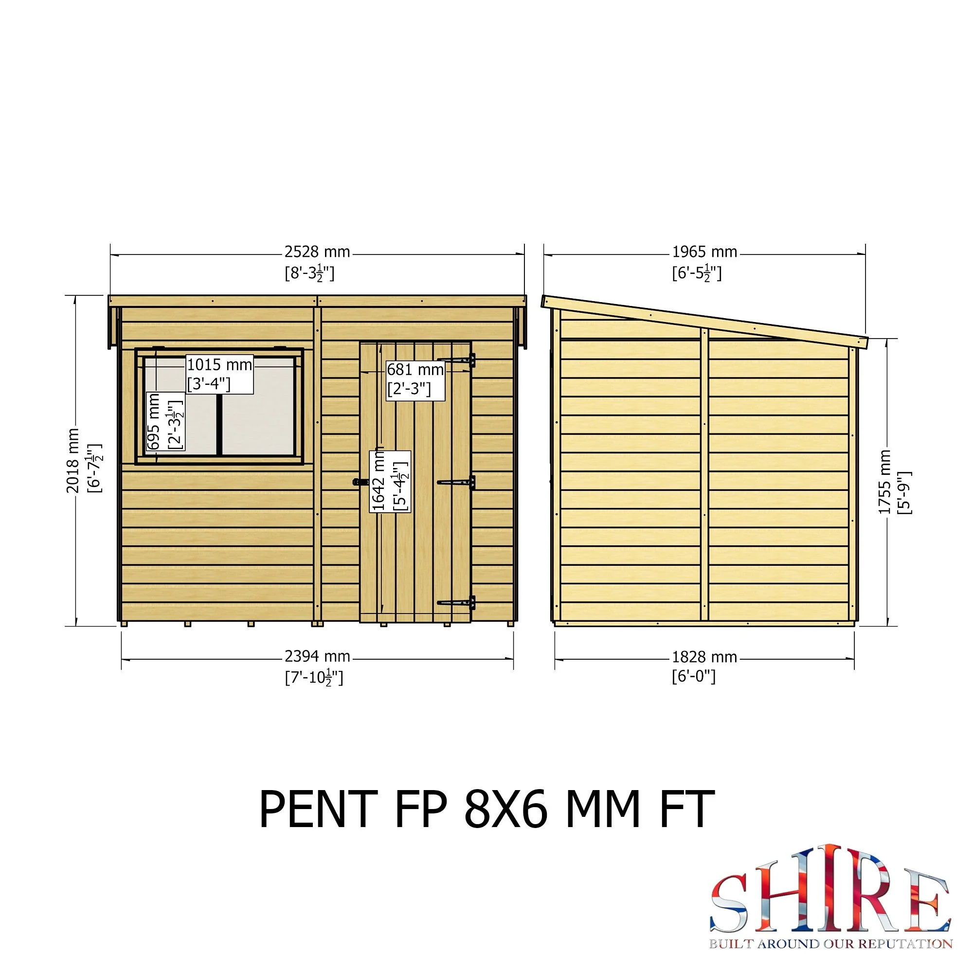 Hampshire 5' 9" x 7' 10" Pent Shed - Premium Dip Treated Shiplap - Image 4