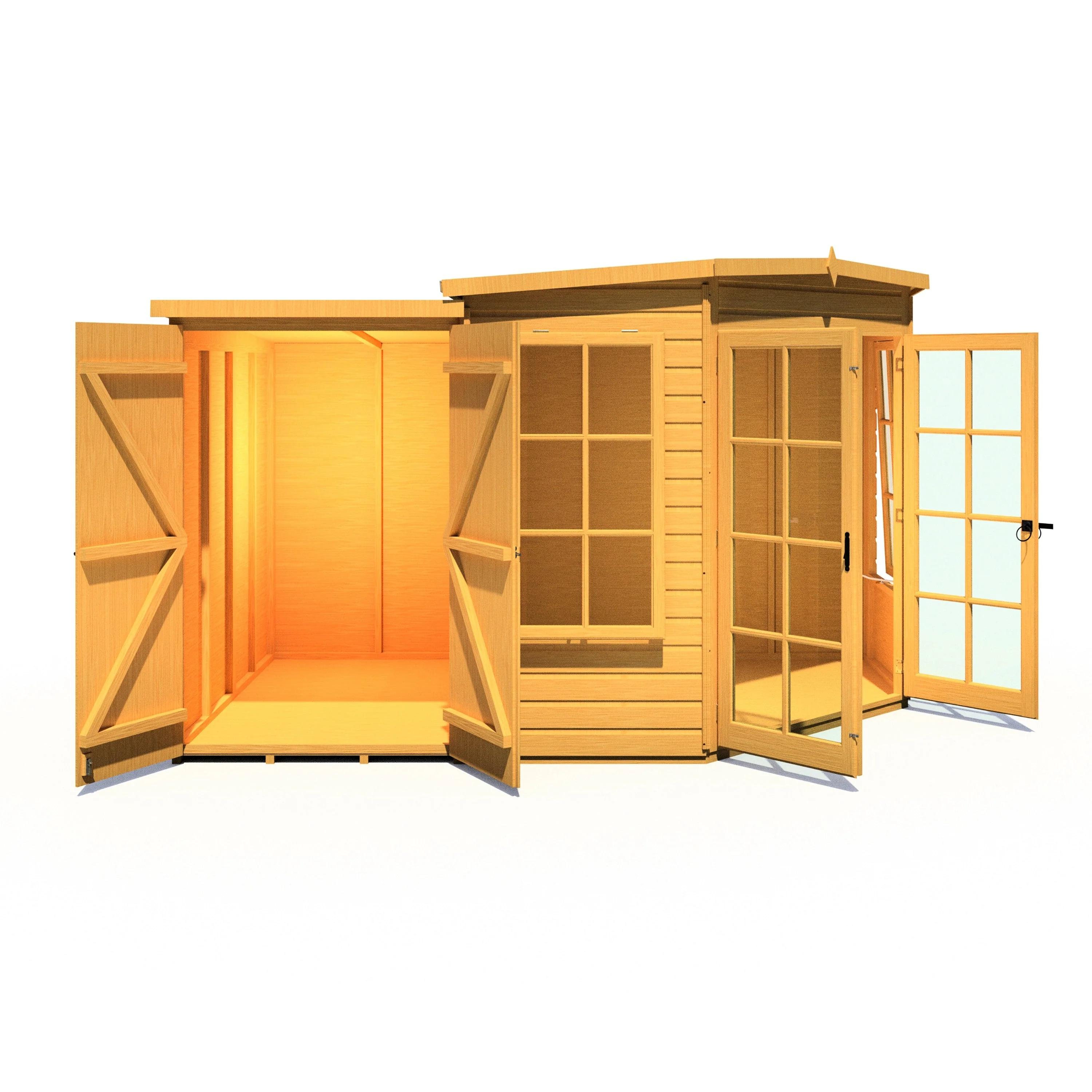 Shire Hampton 3' 9" x 6' 8" Pent Summerhouse with Side Shed - Premium Dip Treated Shiplap - Image 2