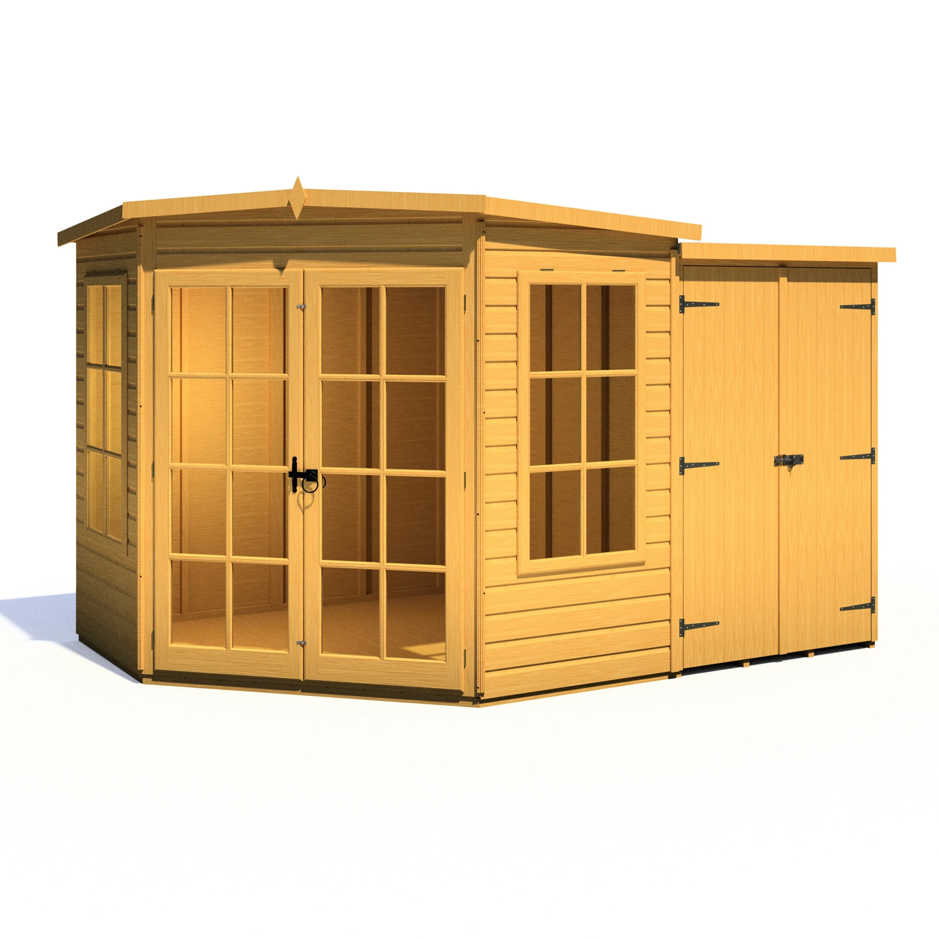 Shire Hampton 3' 9" x 6' 8" Pent Summerhouse with Side Shed - Premium Dip Treated Shiplap - Image 5