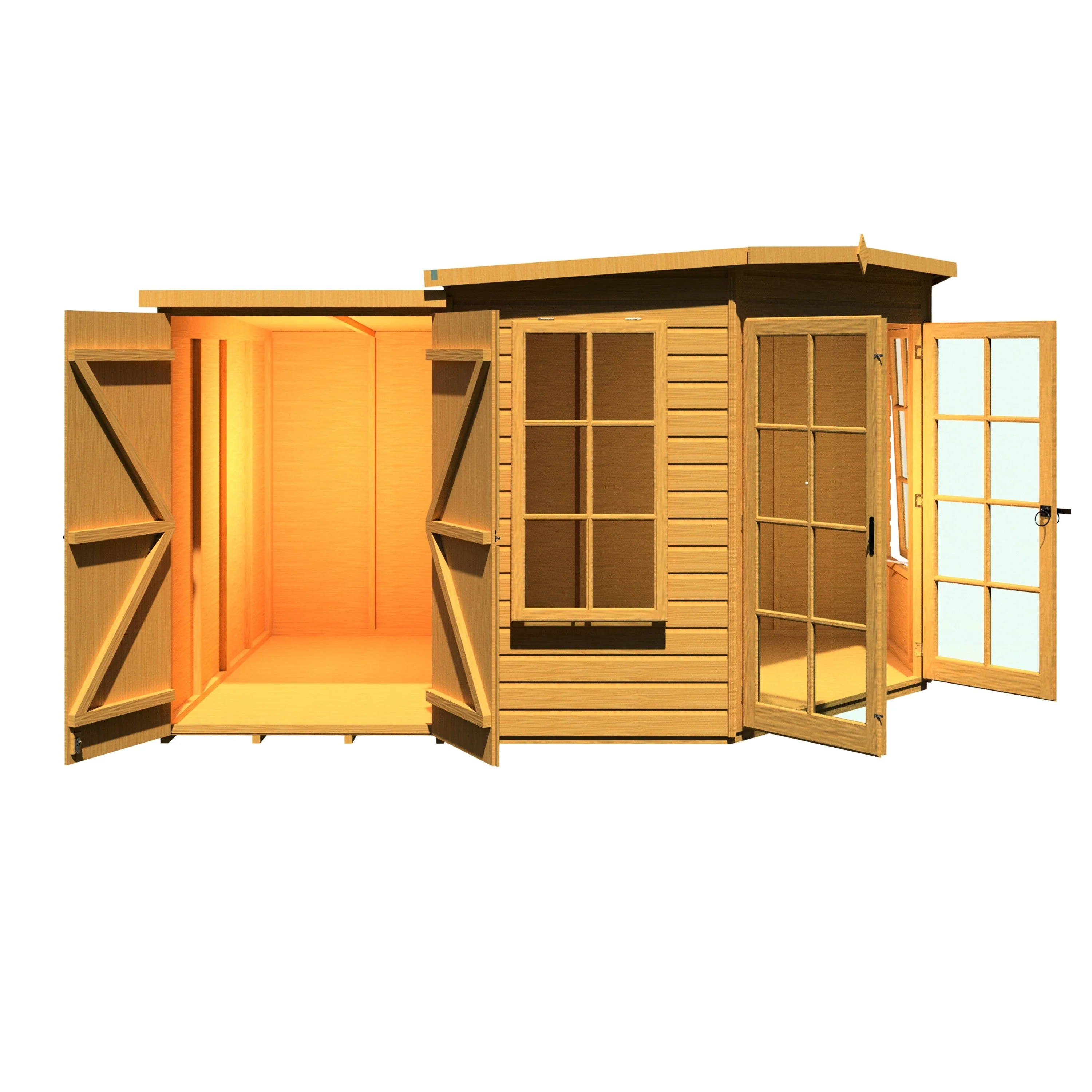 Shire Hampton 3' 9" x 7' 4" Pent Summerhouse with Side Shed - Premium Dip Treated Shiplap - Image 2
