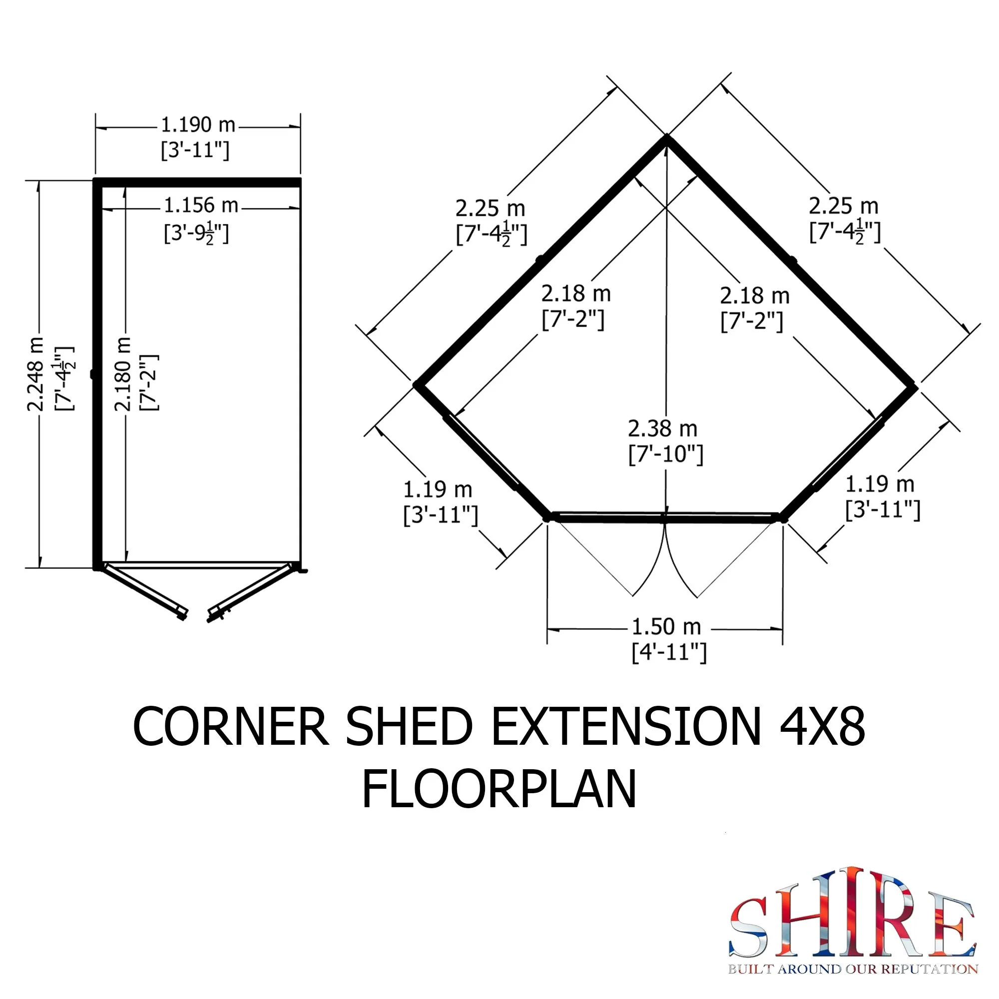 Shire Hampton 3' 9" x 7' 4" Pent Summerhouse with Side Shed - Premium Dip Treated Shiplap - Image 3