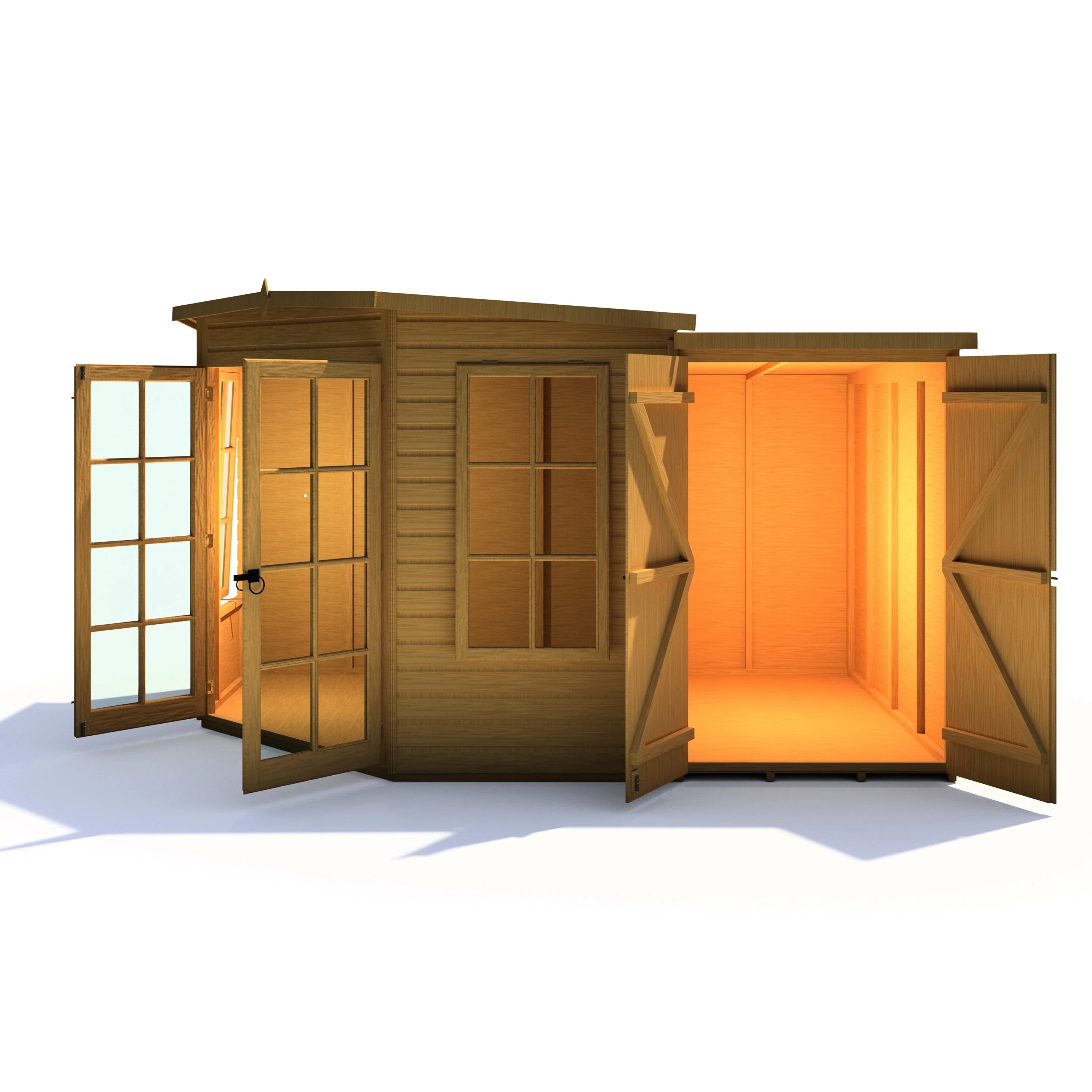 Shire Hampton 3' 9" x 7' 4" Pent Summerhouse with Side Shed - Premium Dip Treated Shiplap - Image 6