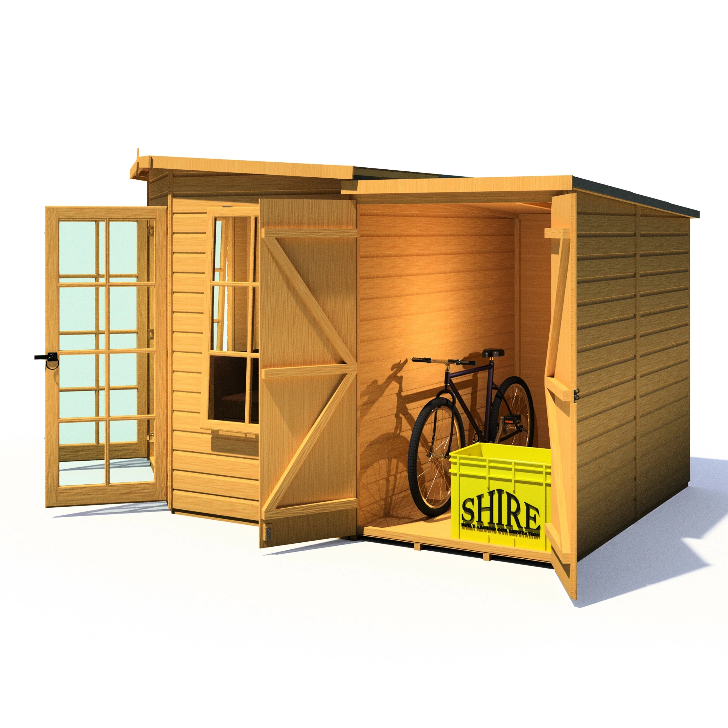 Shire Hampton 3' 9" x 7' 4" Pent Summerhouse with Side Shed - Premium Dip Treated Shiplap - Image 7