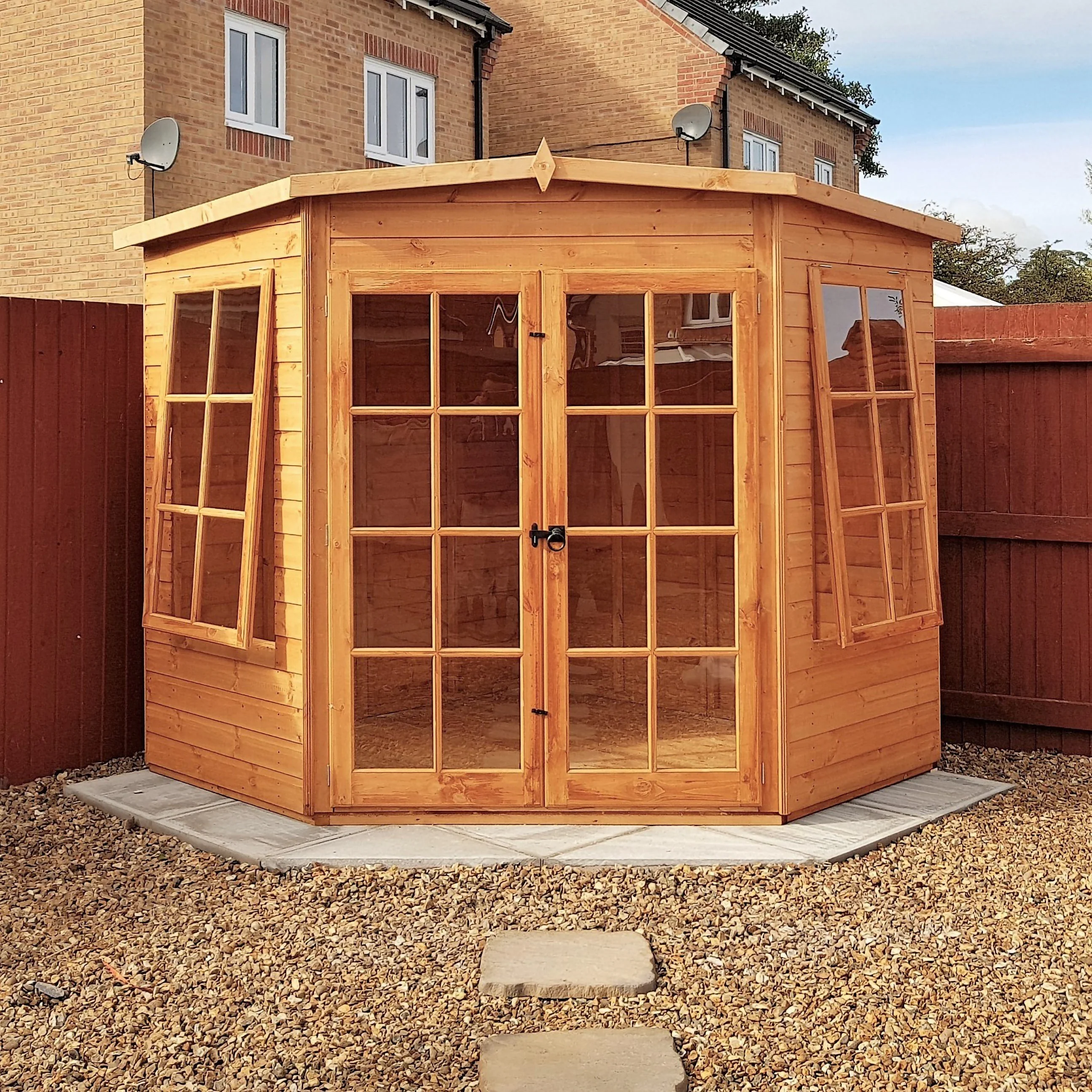 Hampton 6' 6" x 7' 4" Flat Summerhouse - Premium Dip Treated Shiplap - Image 2