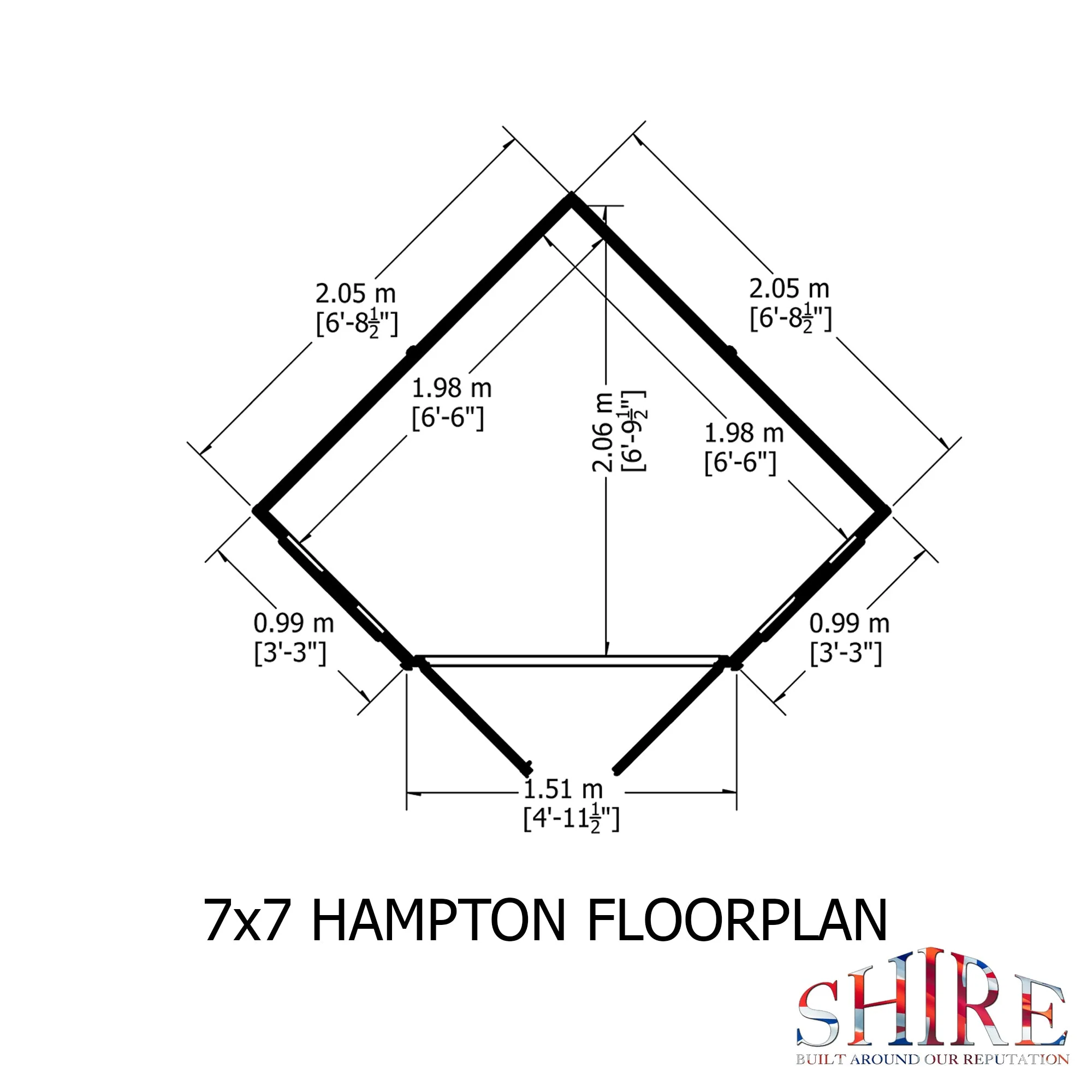 Hampton 6' 6" x 7' 4" Flat Summerhouse - Premium Dip Treated Shiplap - Image 3