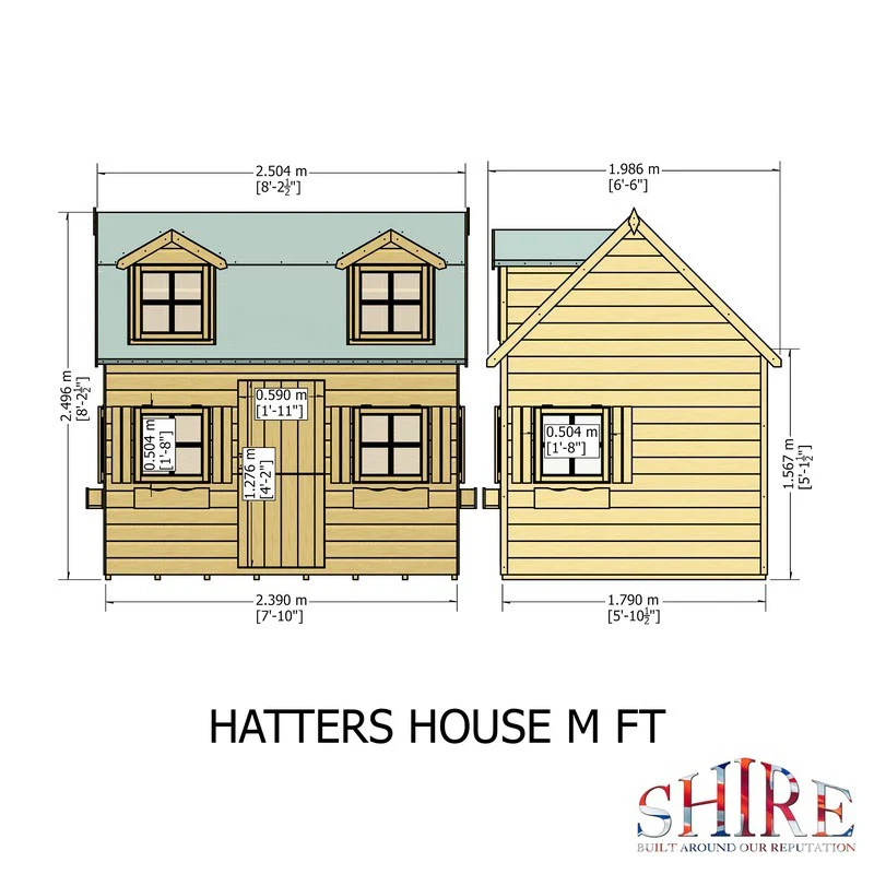 Shire Hatters House 6' 6" x 8' 2" Reverse Apex Children's Playhouse - Premium Dip Treated Shiplap - Image 10