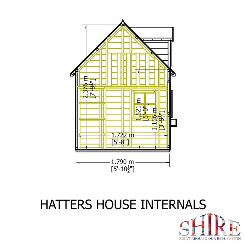 Shire Hatters House 6' 6" x 8' 2" Reverse Apex Children's Playhouse - Premium Dip Treated Shiplap - Image 9