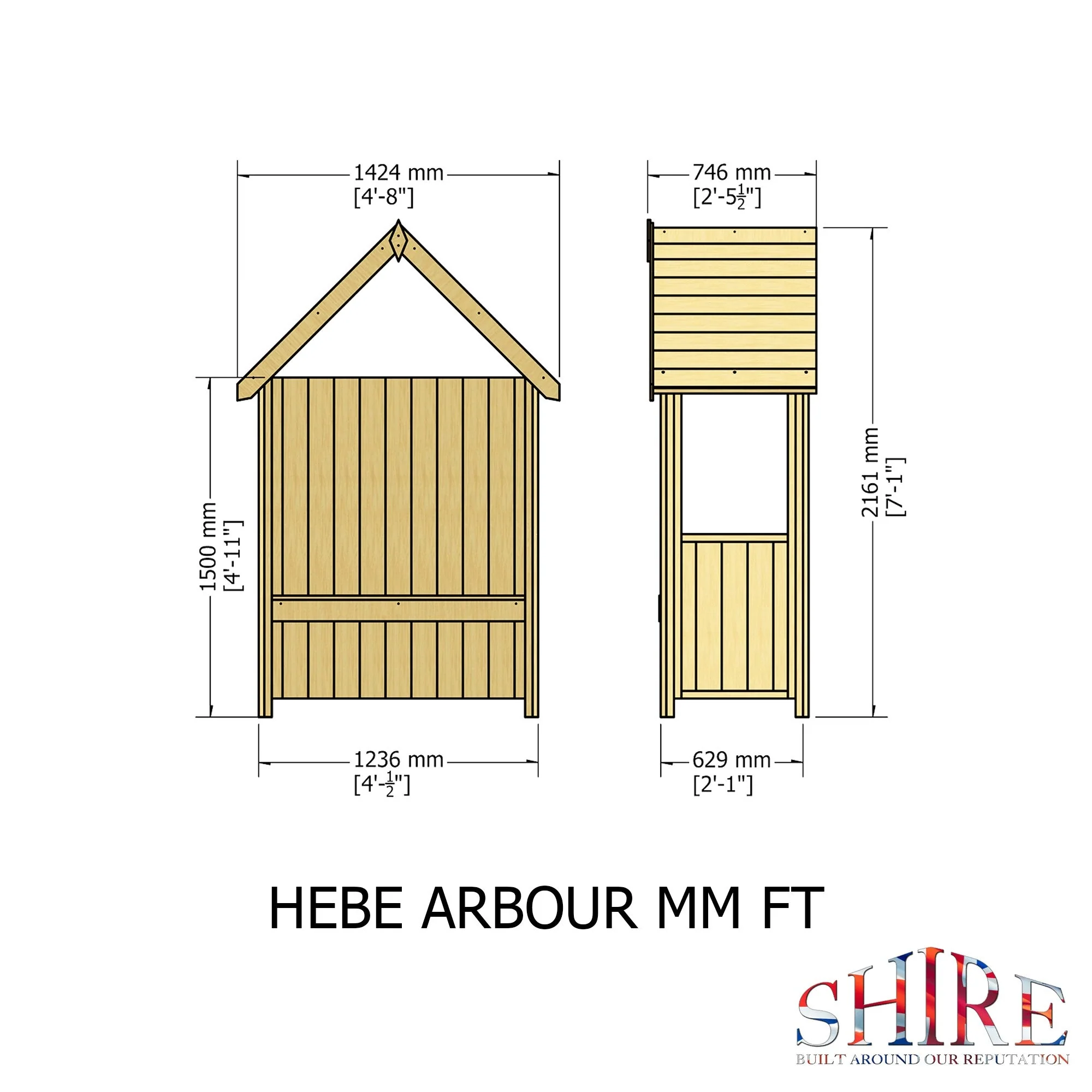 Shire Hebe Pressure Treated Garden Arbour 5' x 3' - Image 4